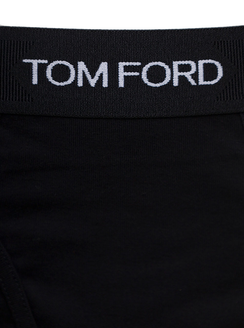 Shop Tom Ford Black Briefs With Logged Waistband In Cotton Stretch Man
