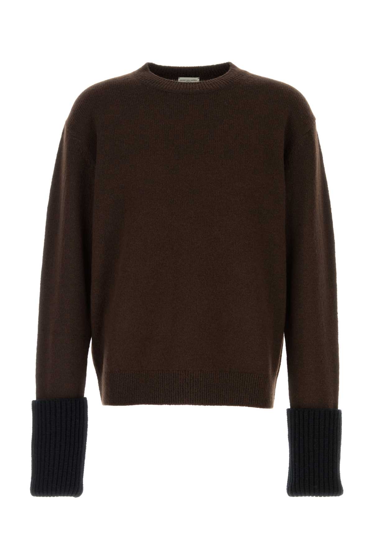 Shop Dries Van Noten 02960-mumu 9707 M.k.sweater In Darkbrown