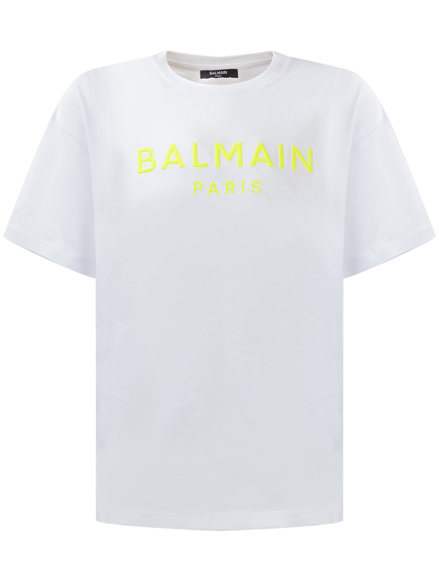Balmain Kids' Logo T-shirt In White/yellow