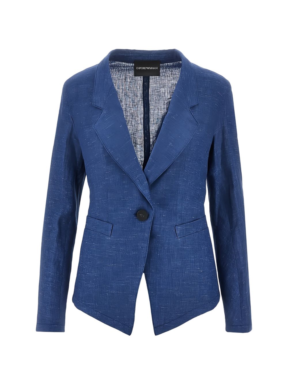 Emporio Armani Linen Single-breasted Jacket In Blue
