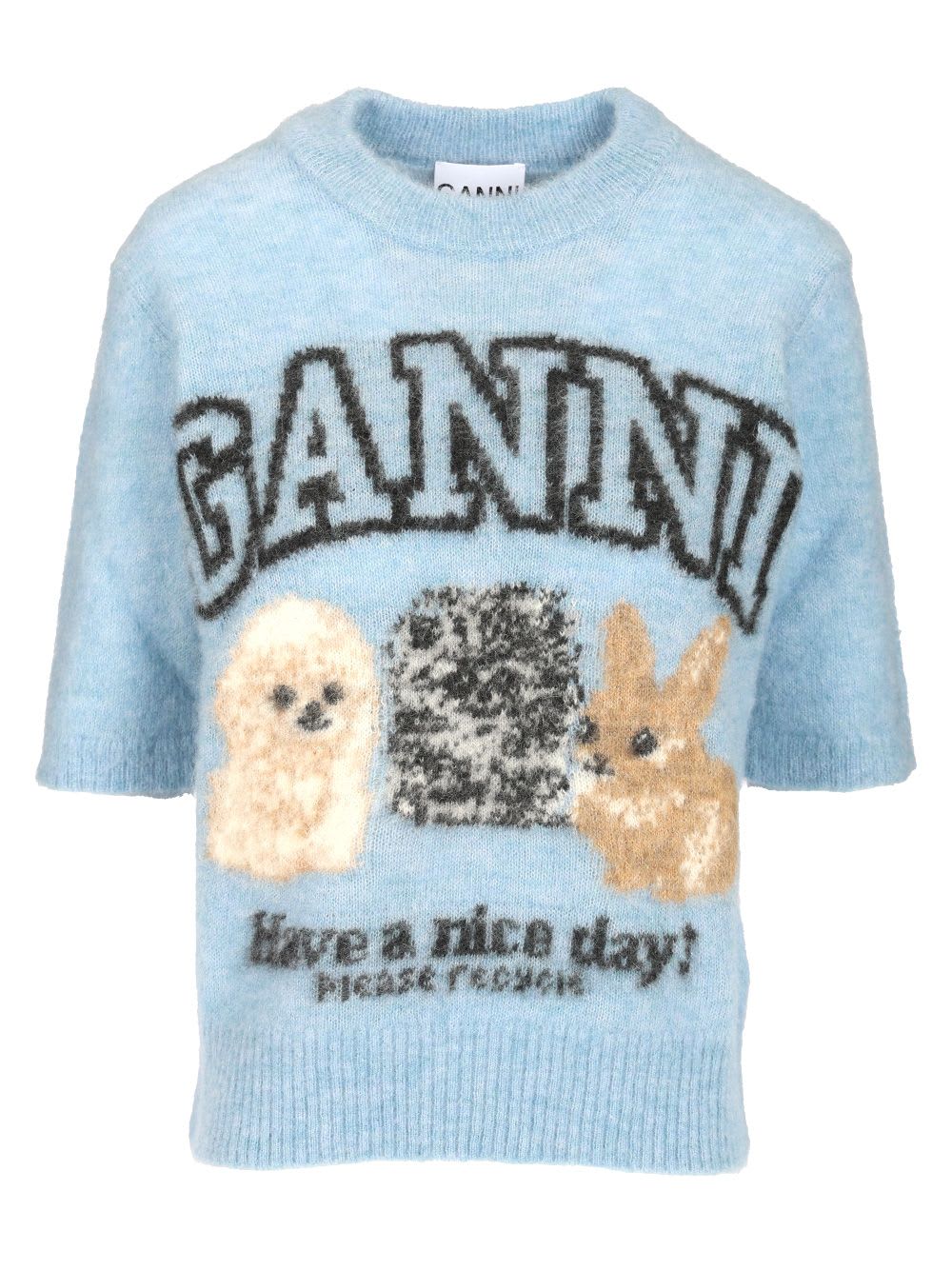 Ganni Puppies Jumper Soft Chambray In Blue