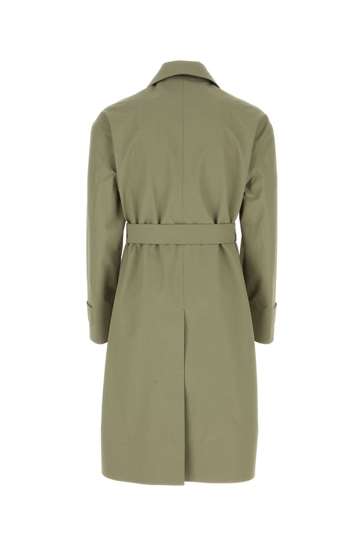 Jil Sander Army Green Cotton Trench Coat In 317