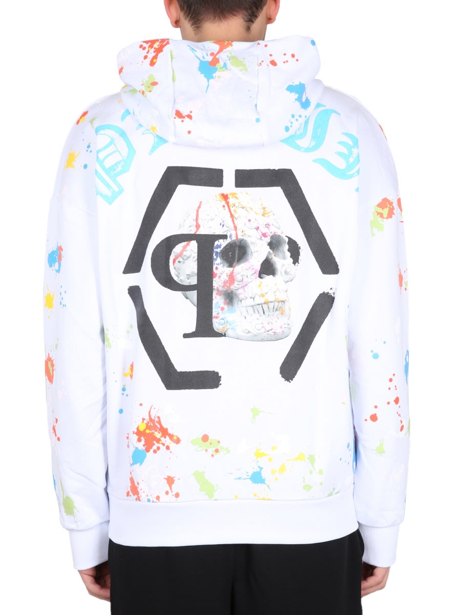 パーカー・フーディ Philipp Plein Hooded Sweatshirt With Splatter Paint Design Philipp Plein Hooded Sweatshirt With Splatter Paint Design