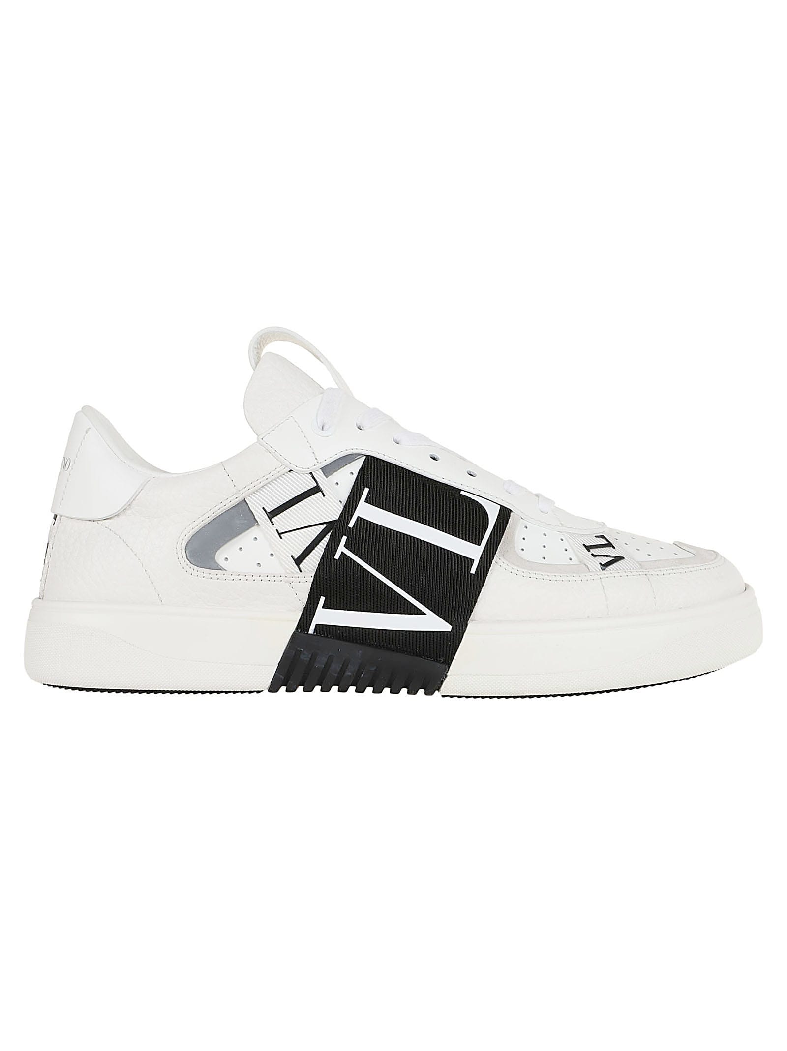 Valentino White Low-top Calfskin Vl7n Sneakers In White