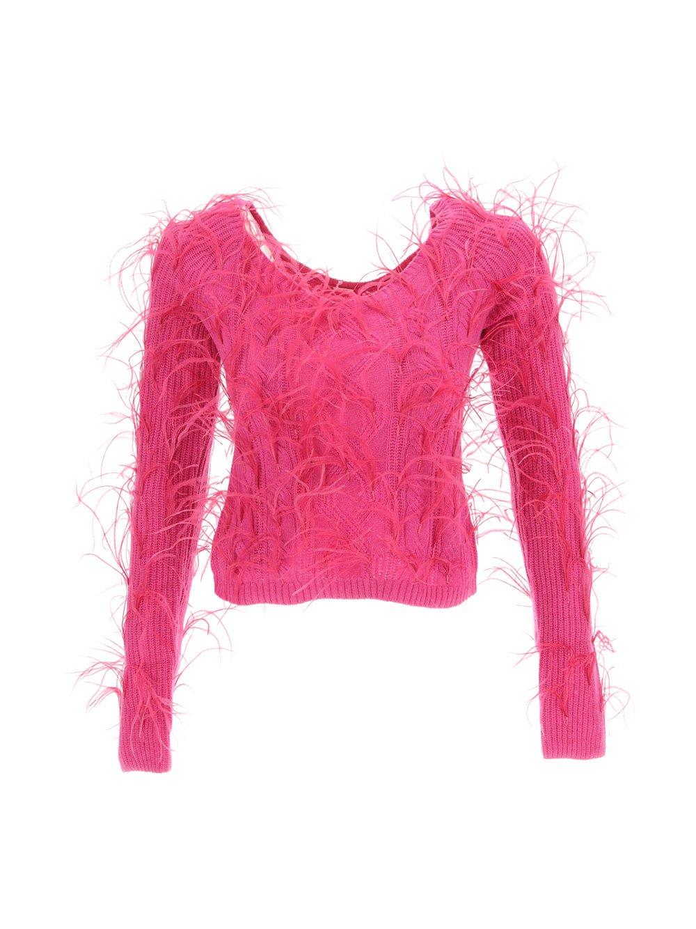 Shop Cult Gaia U-neck Ribbed Jumper In Pink