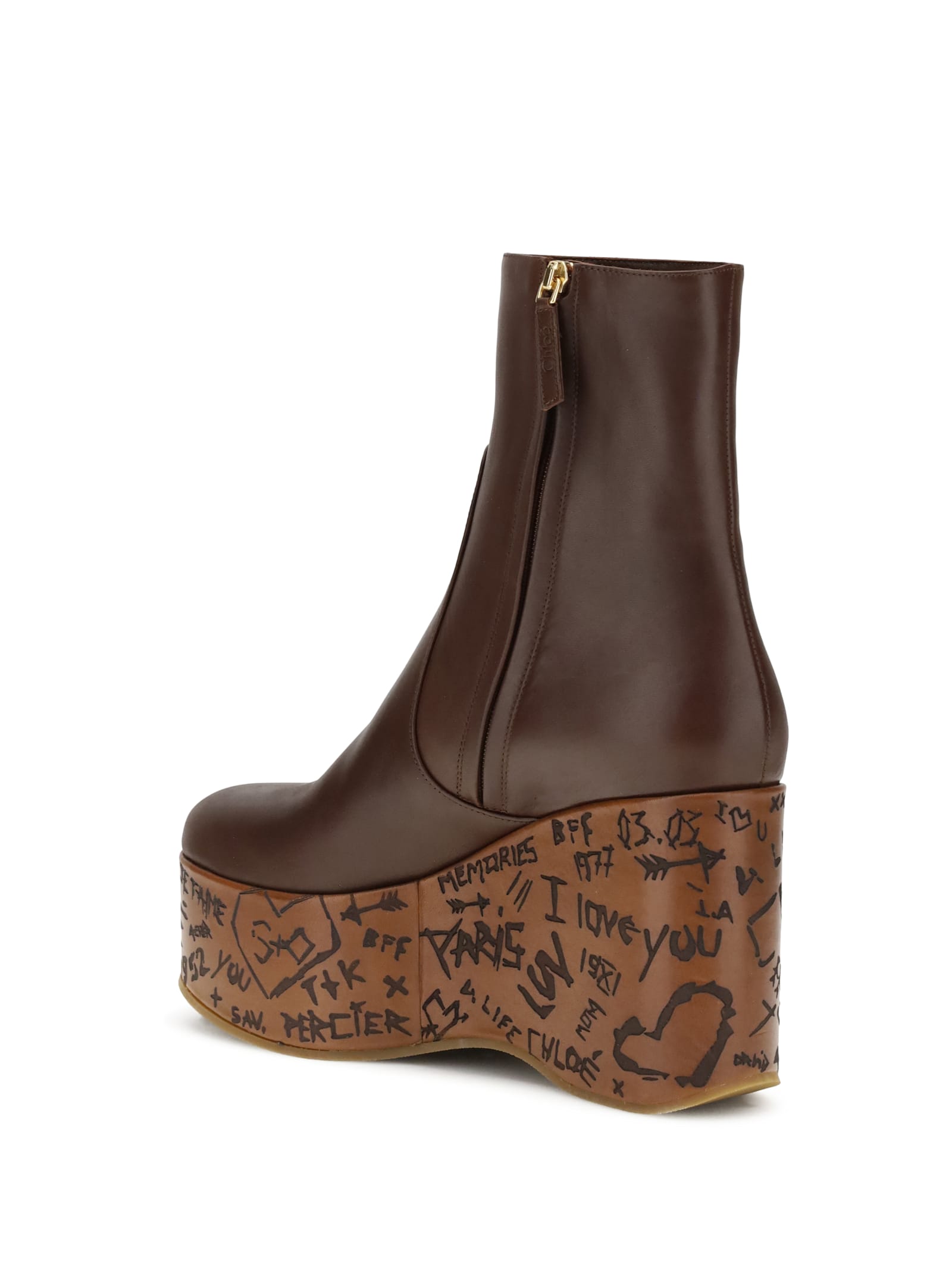 Chloé Maxime Leather Ankle Boots In Multi