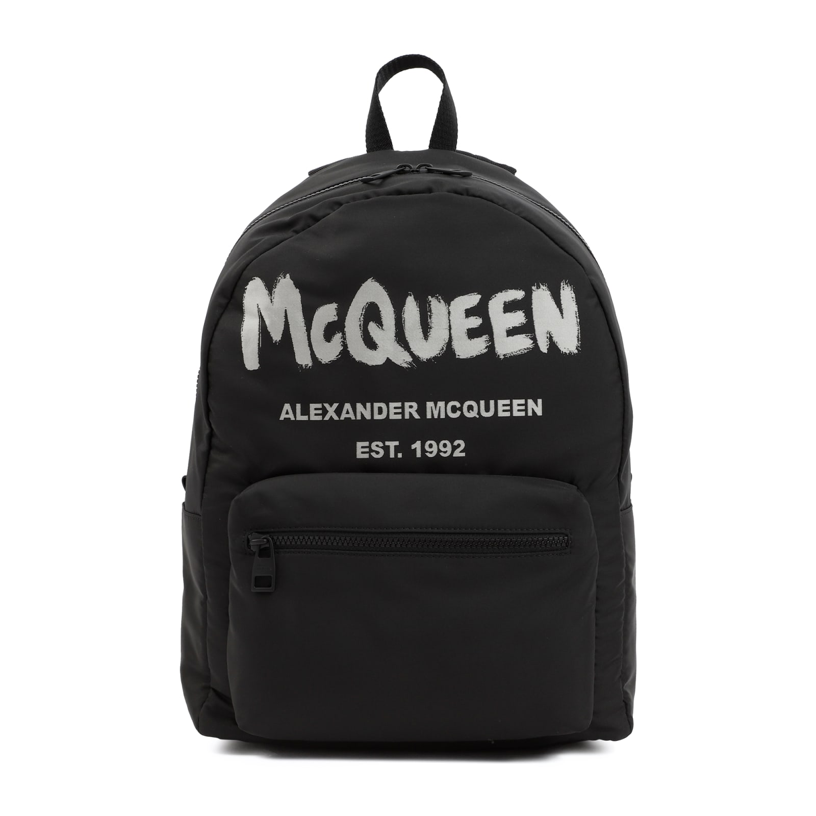 Shop Alexander Mcqueen Graffiti Metropolitan Printed Backpack In Black Off White