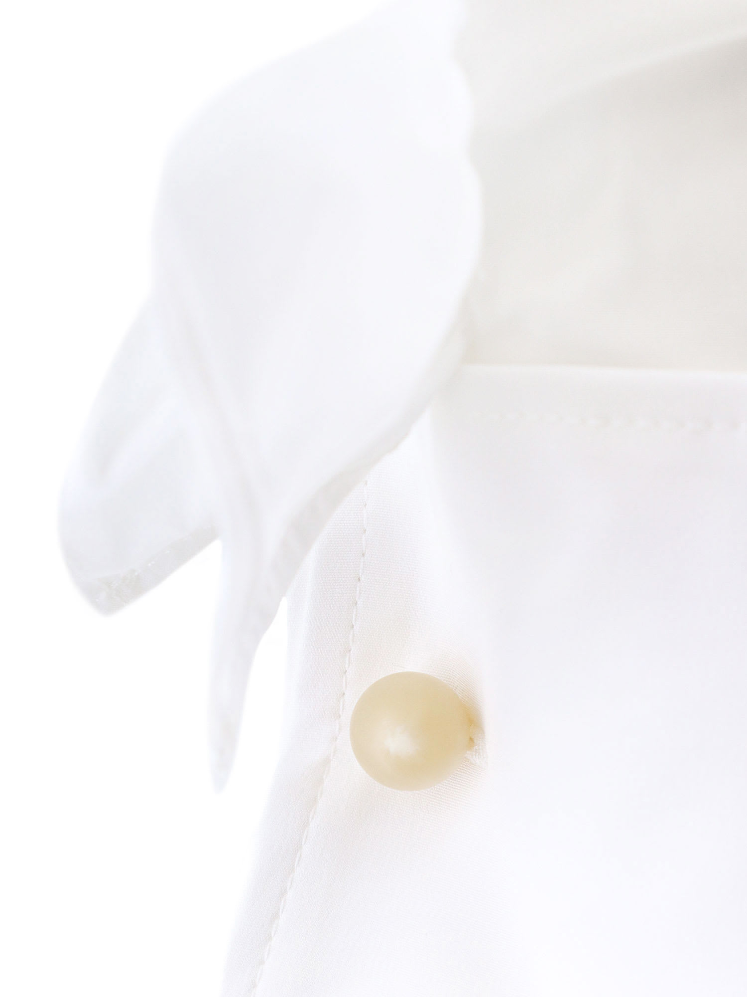 Shop Max Mara Cotton Shirt With Rouches Detail In White