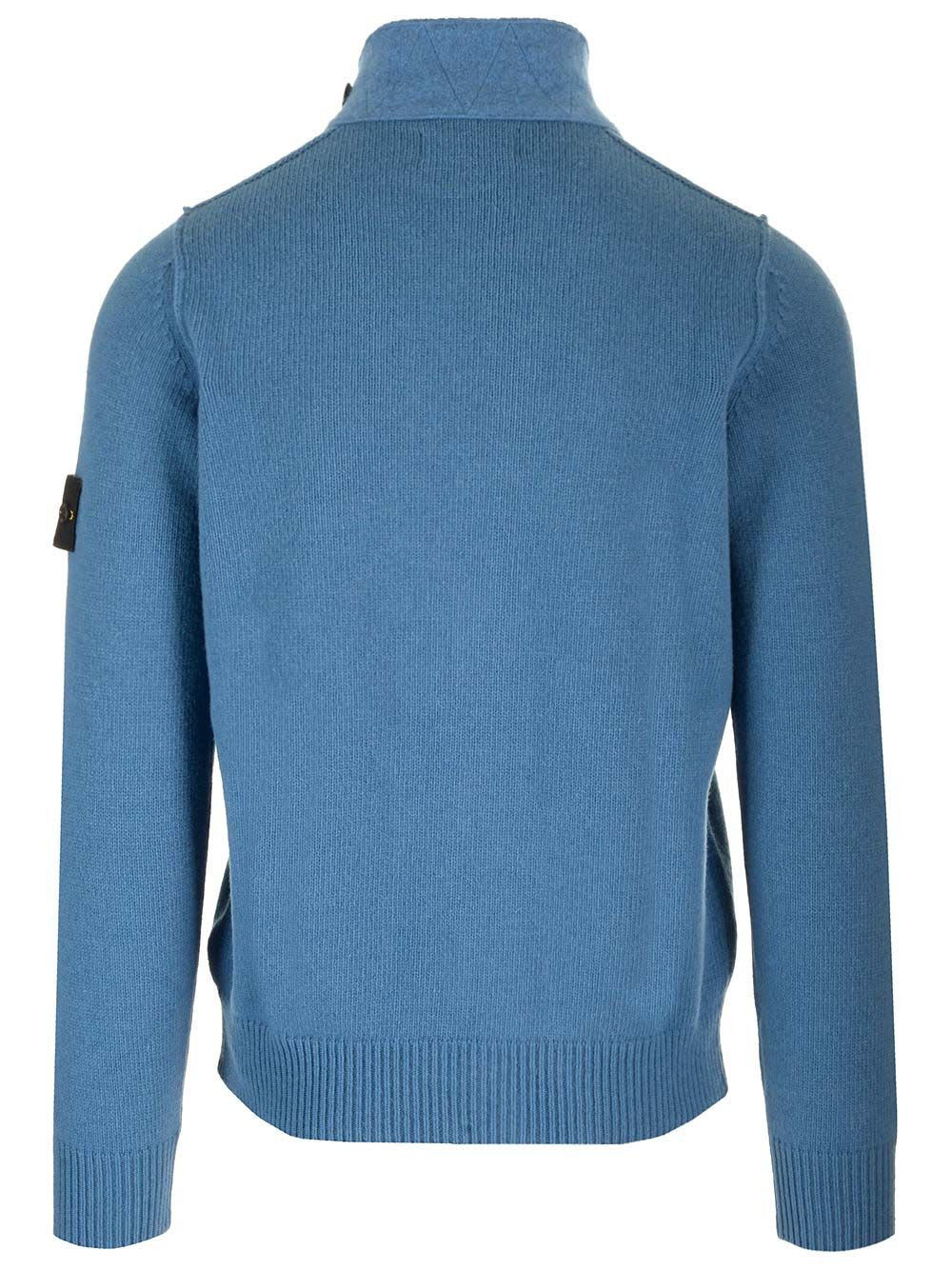 Shop Stone Island Wool Cardigan In Light Blue