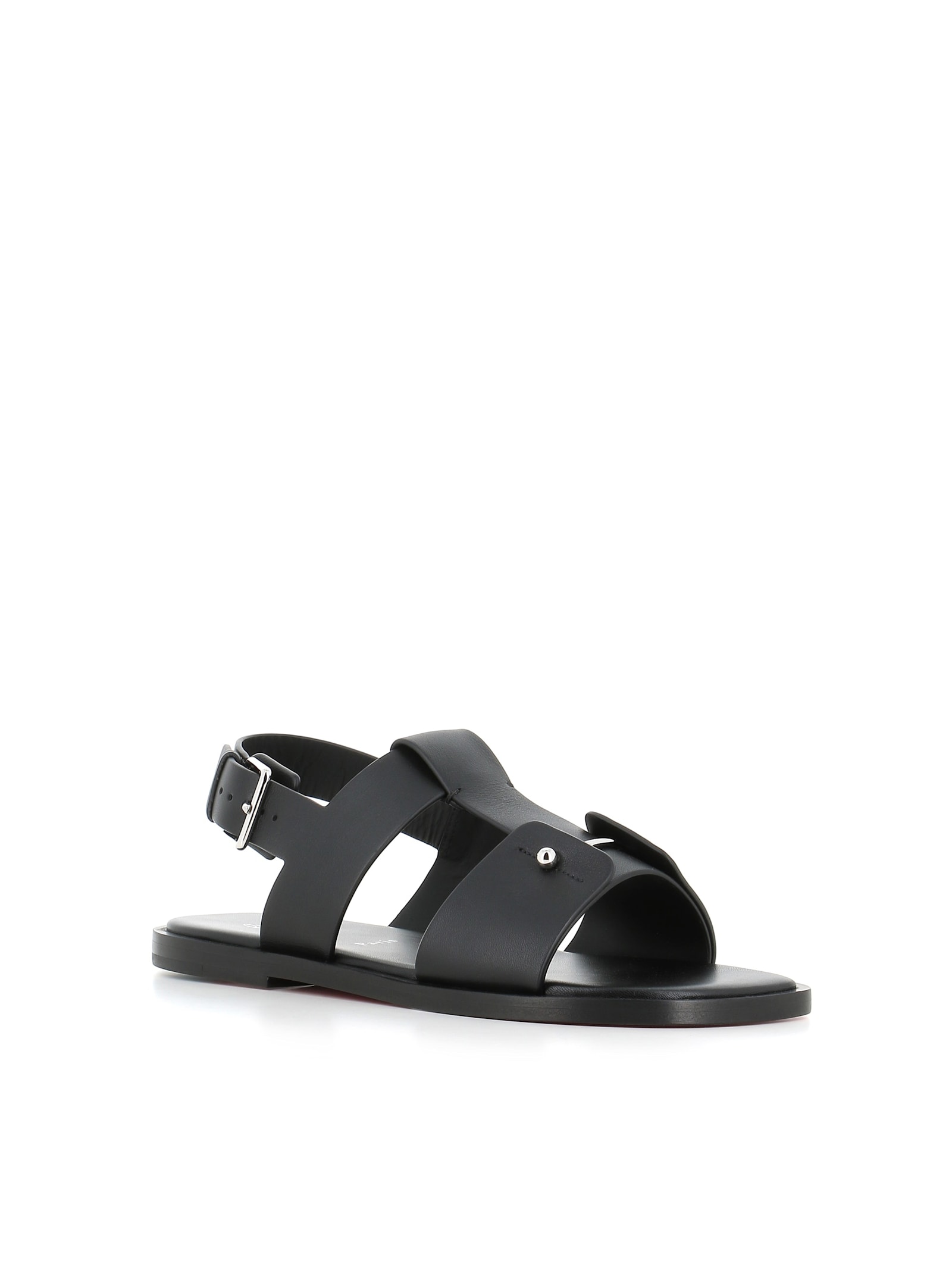 Christian Louboutin Chambeliss Sandal Flats In Black Leather In Black