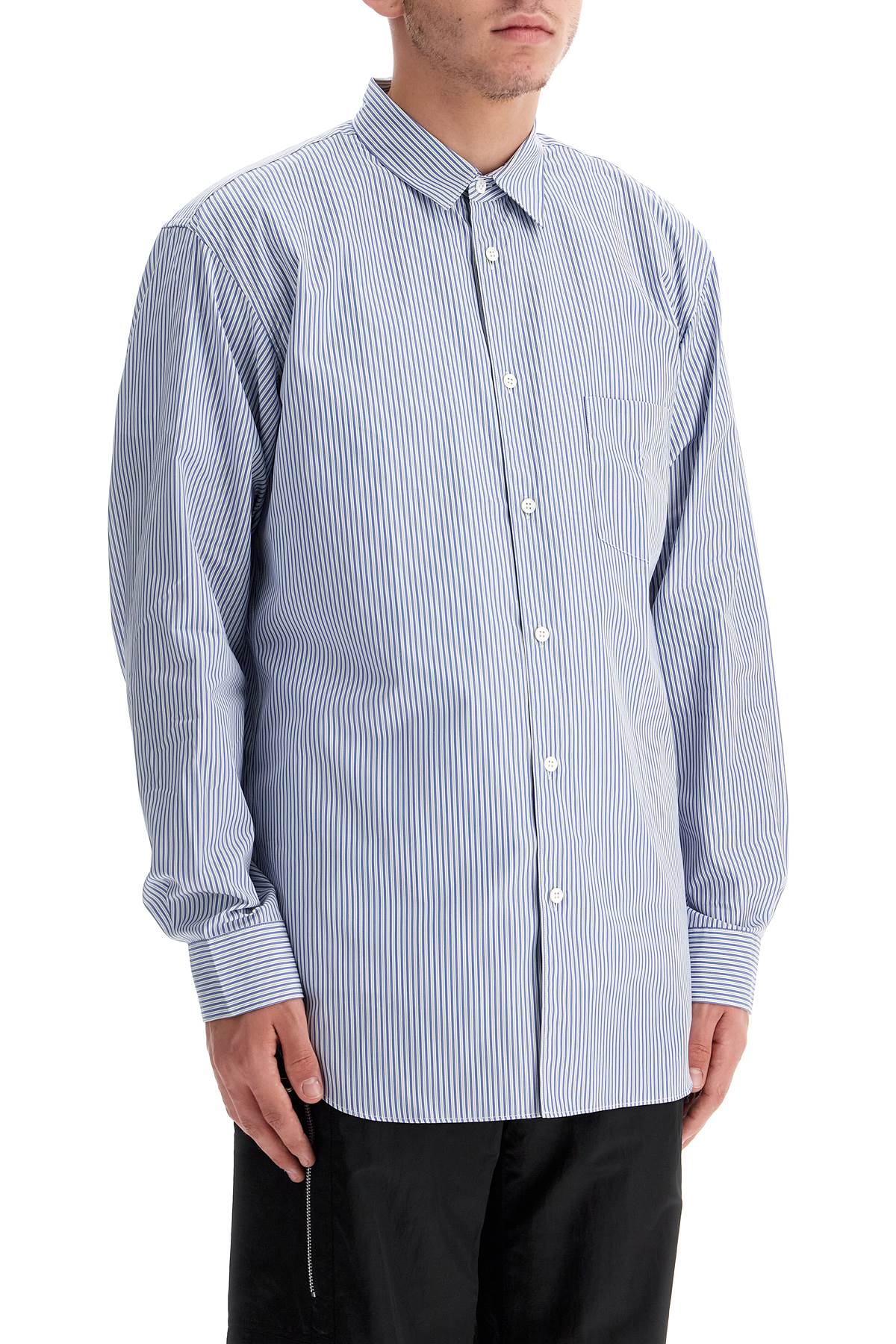 Shop Comme Des Garçons Shirt Strong Will Striped In Stripe (blue)