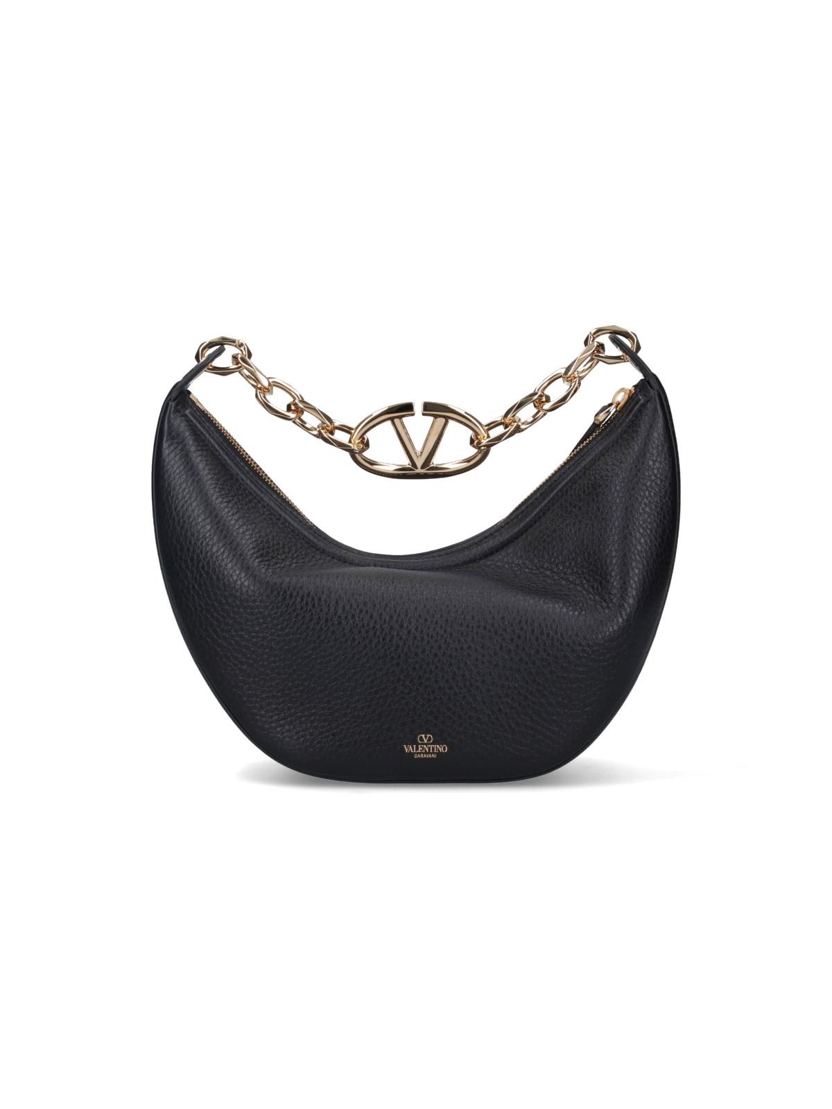 Shop Valentino Hobo Vlogo Moon Small Shoulder Bag In Black