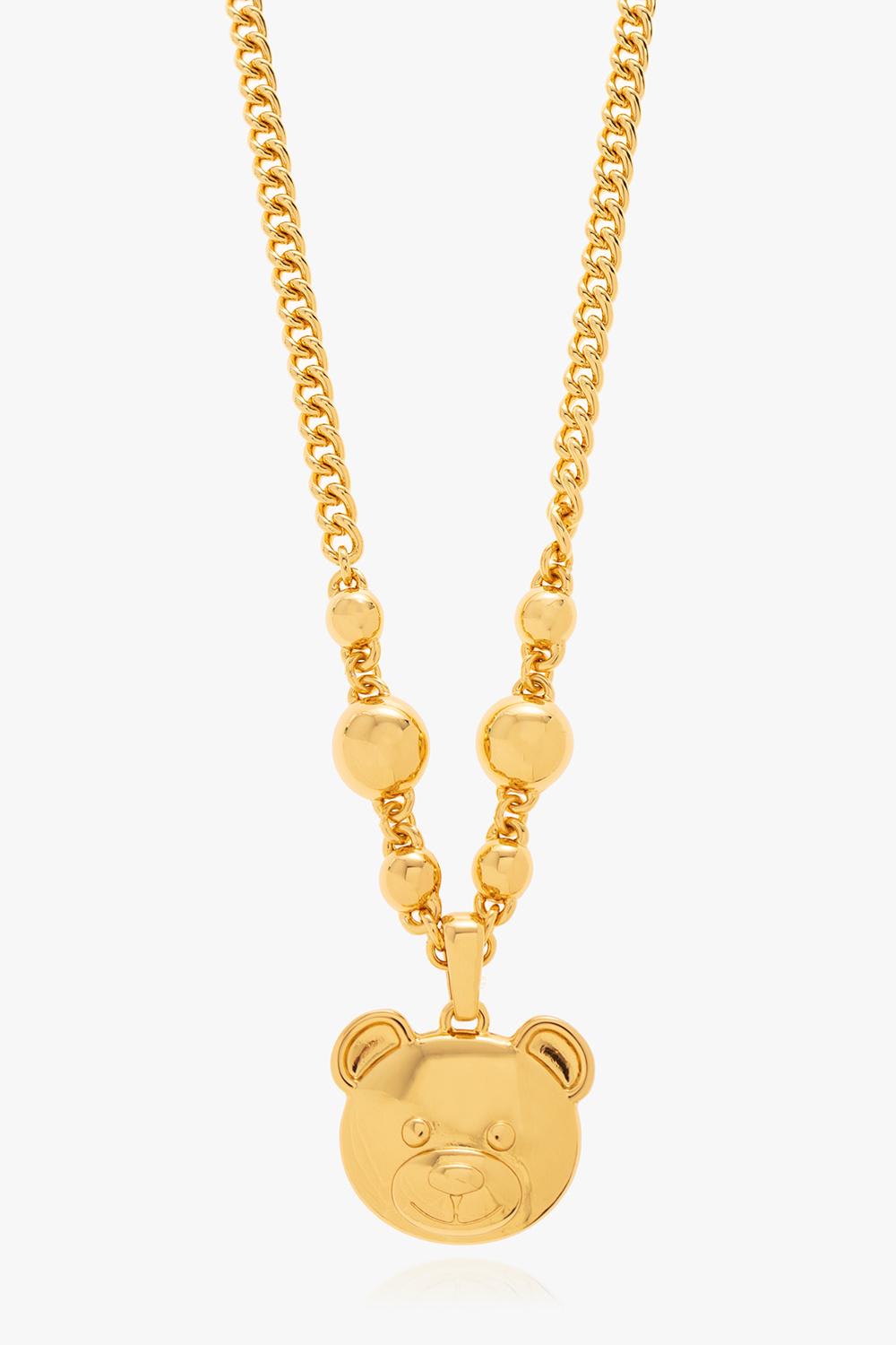 Shop Moschino Necklace With Teddy Bear Head In Gold