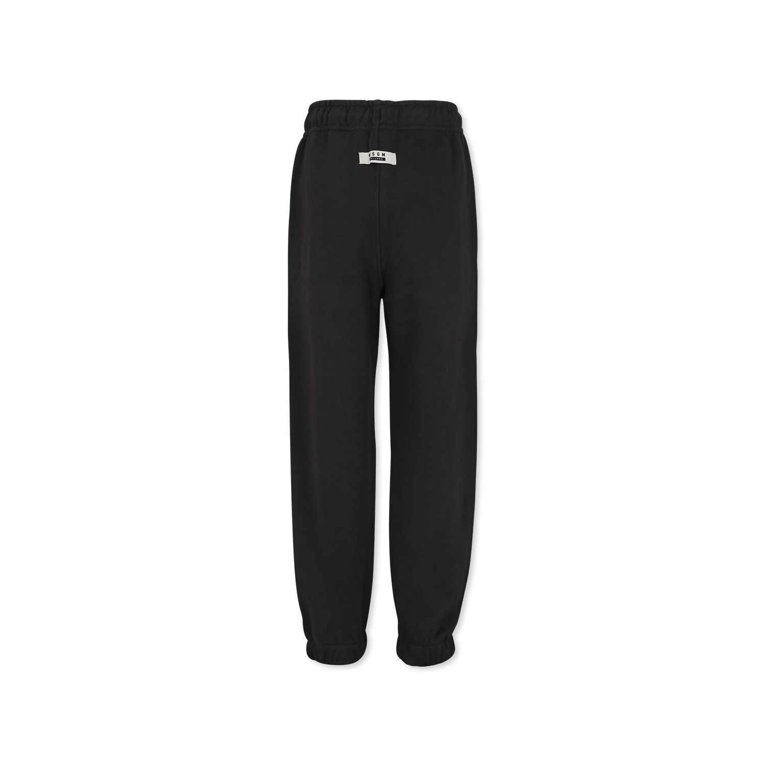 MSGM BLACK TROUSERS FOR KIDS WITH LOGO 