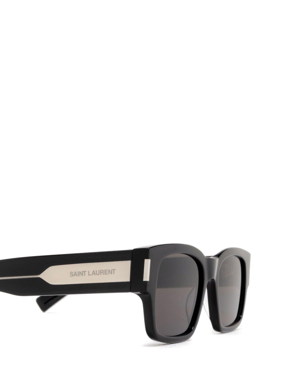 Shop Saint Laurent Square Frame Sunglasses In 001 Black Crystal Black