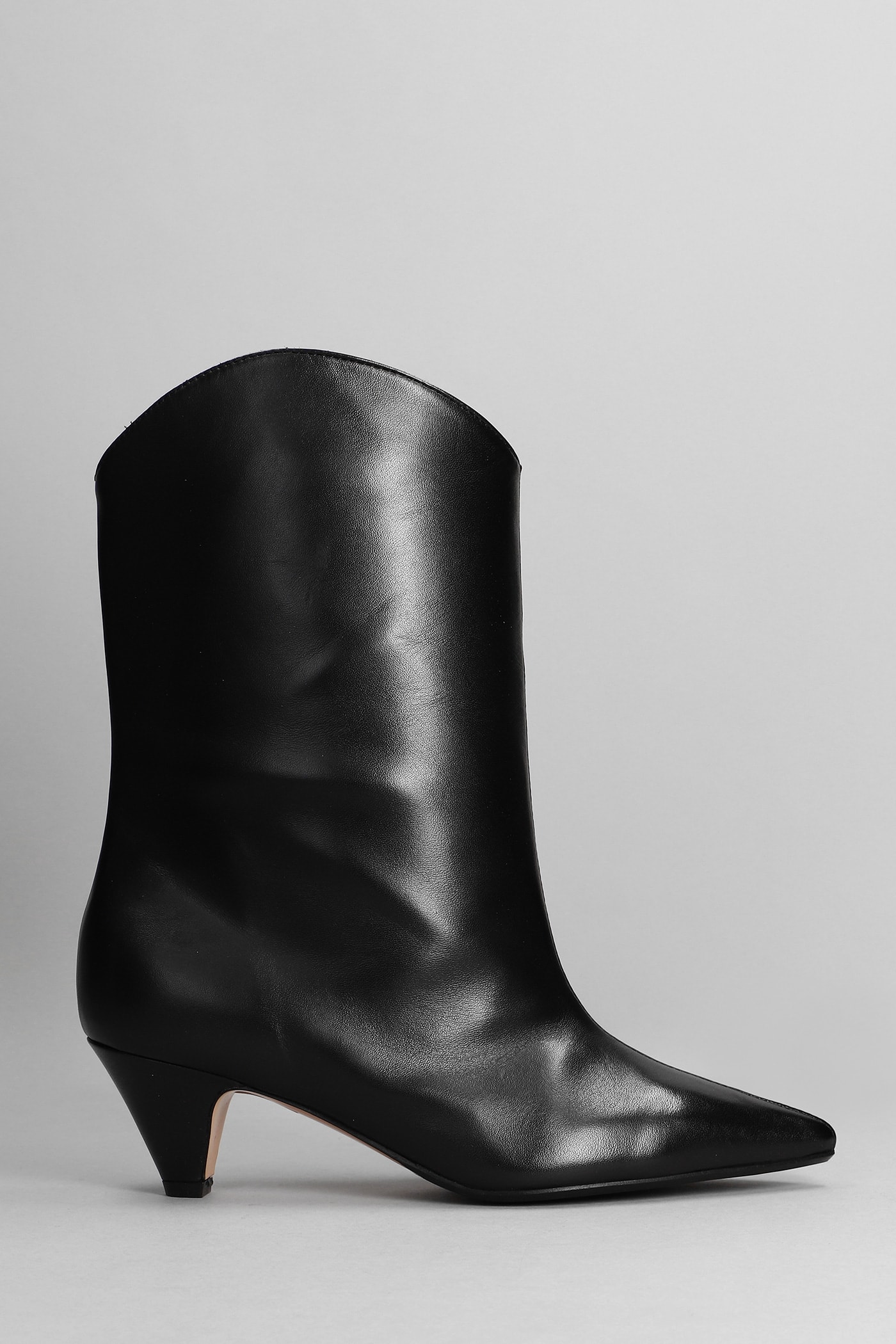 Anna F. High Heels Ankle Boots In Black Leather