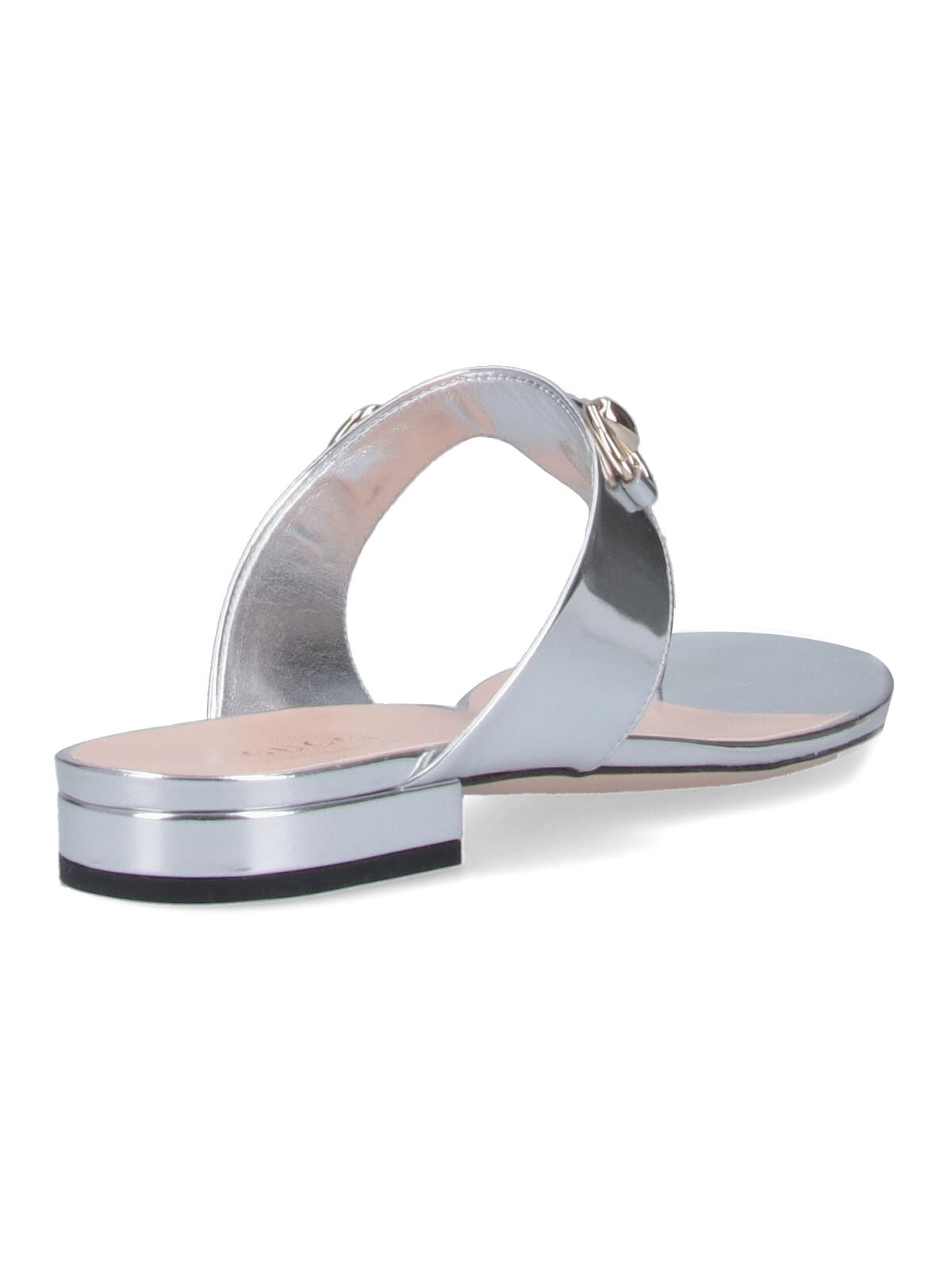 Gucci Metallic Open Toe Heeled Sandals In Silver