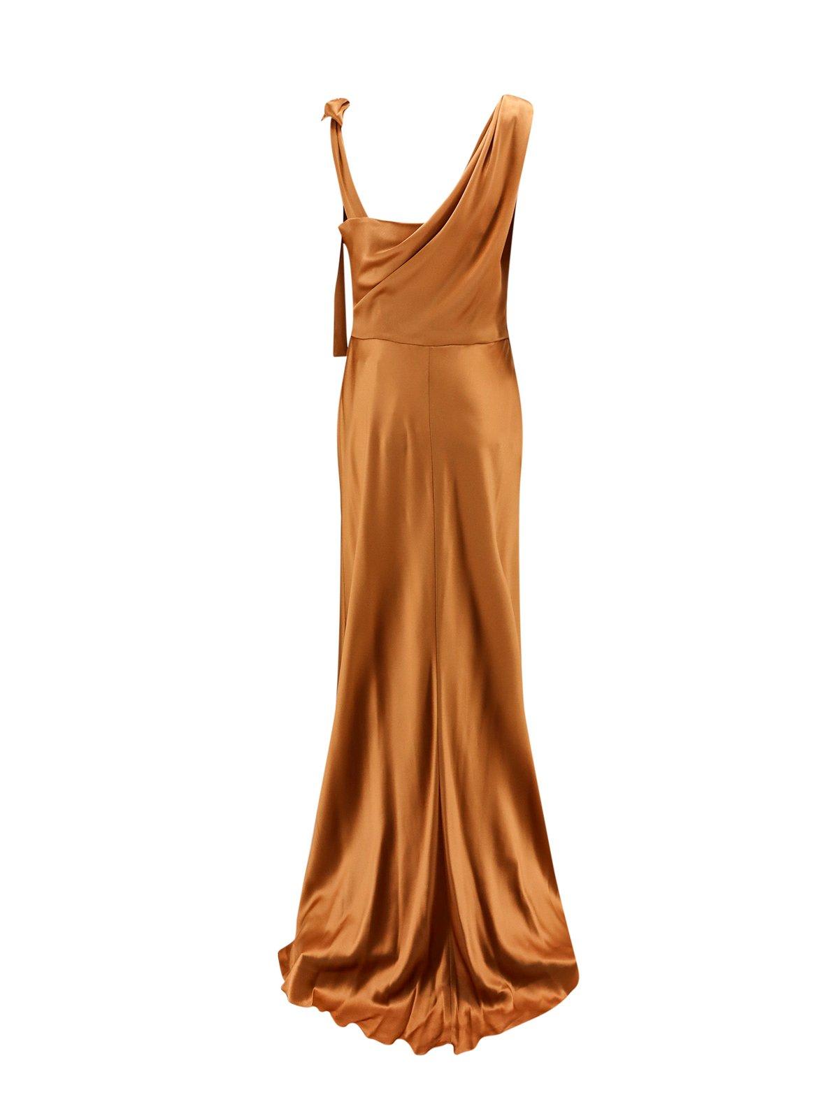 Shop Alberta Ferretti Sleeveless Maxi Dress In Brown