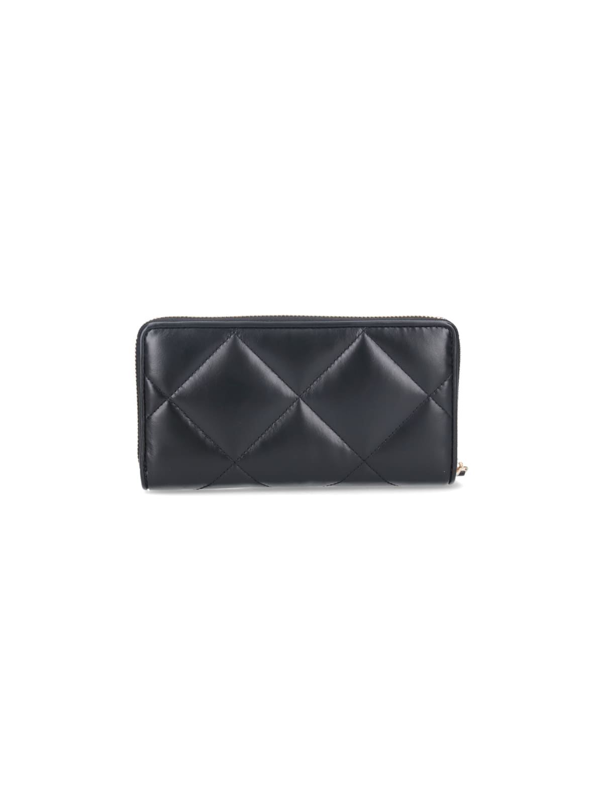 Tory Burch Kira Diamond Quilt Zip Continental Wallet In Black