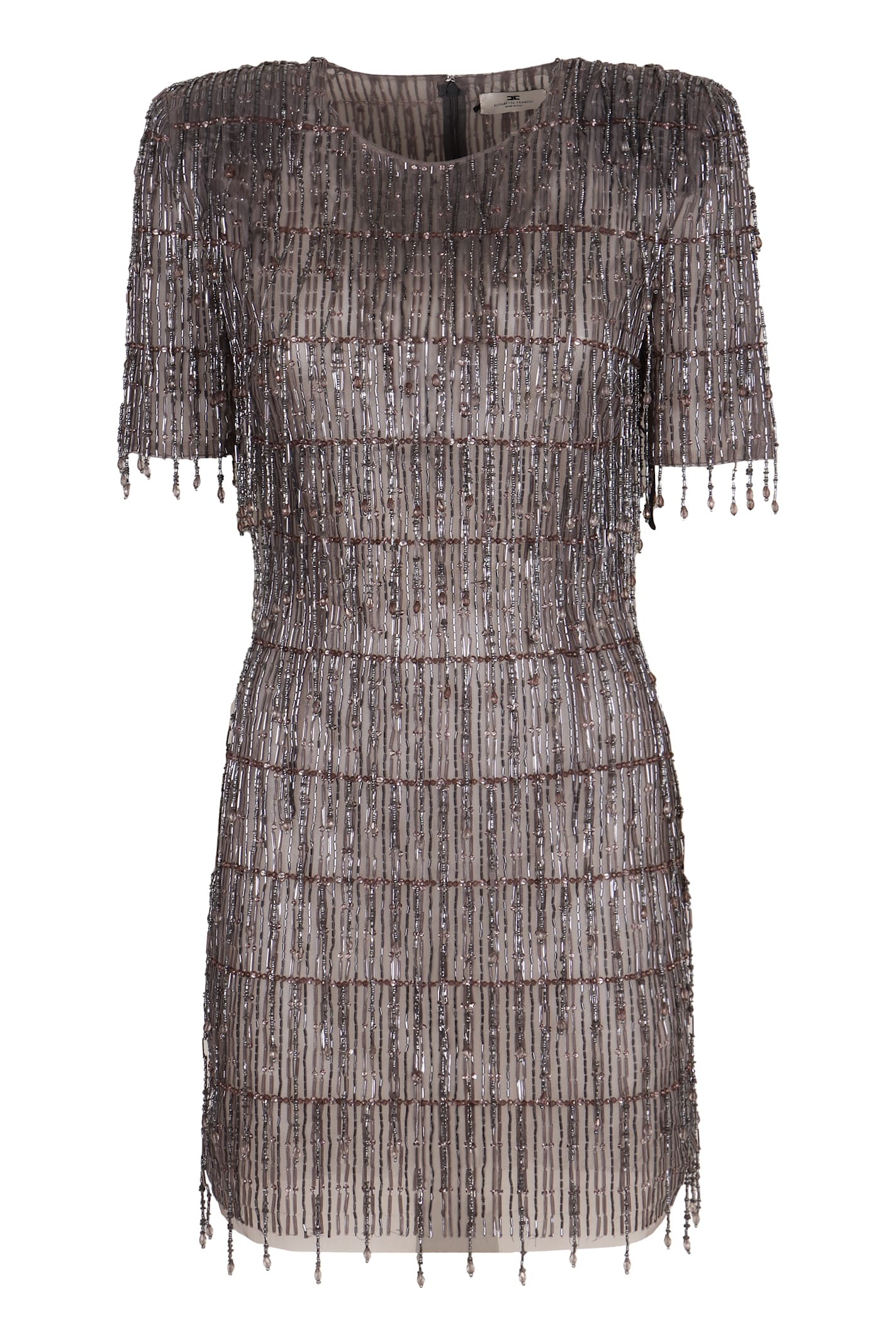 Shop Elisabetta Franchi Sequin Mini-dress In Silver