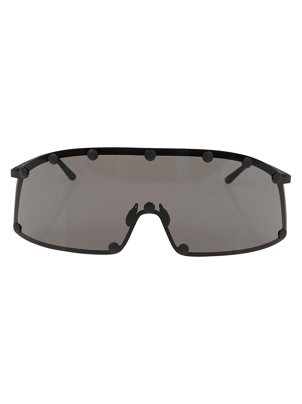 Rick Owens Shield-style Stainless Steel Frame Sunglasses In Black