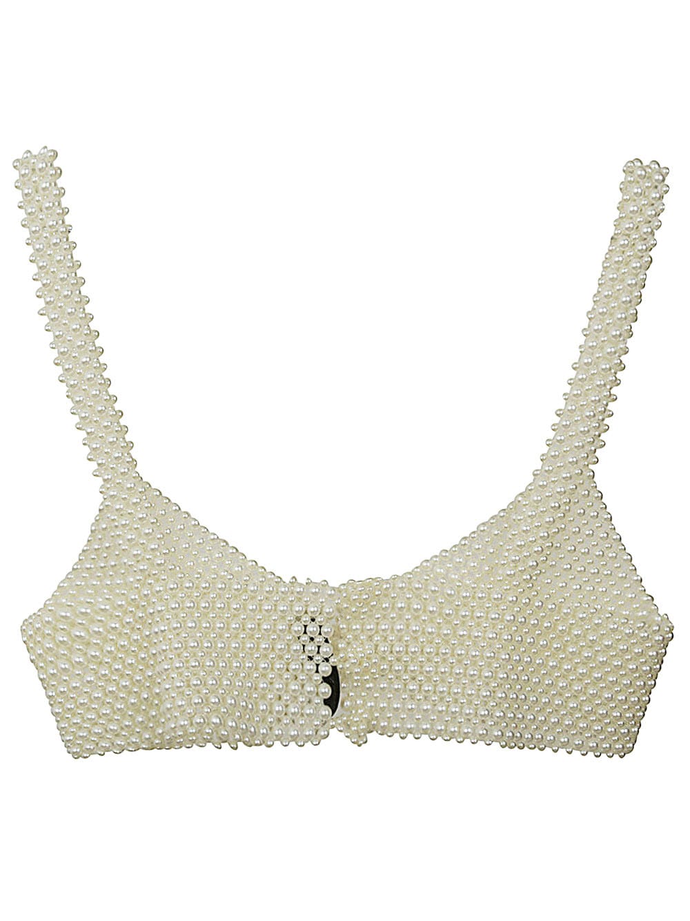 Shop Golden Goose Journey W`s Precious Thread Of Pearls Top In White Pearl