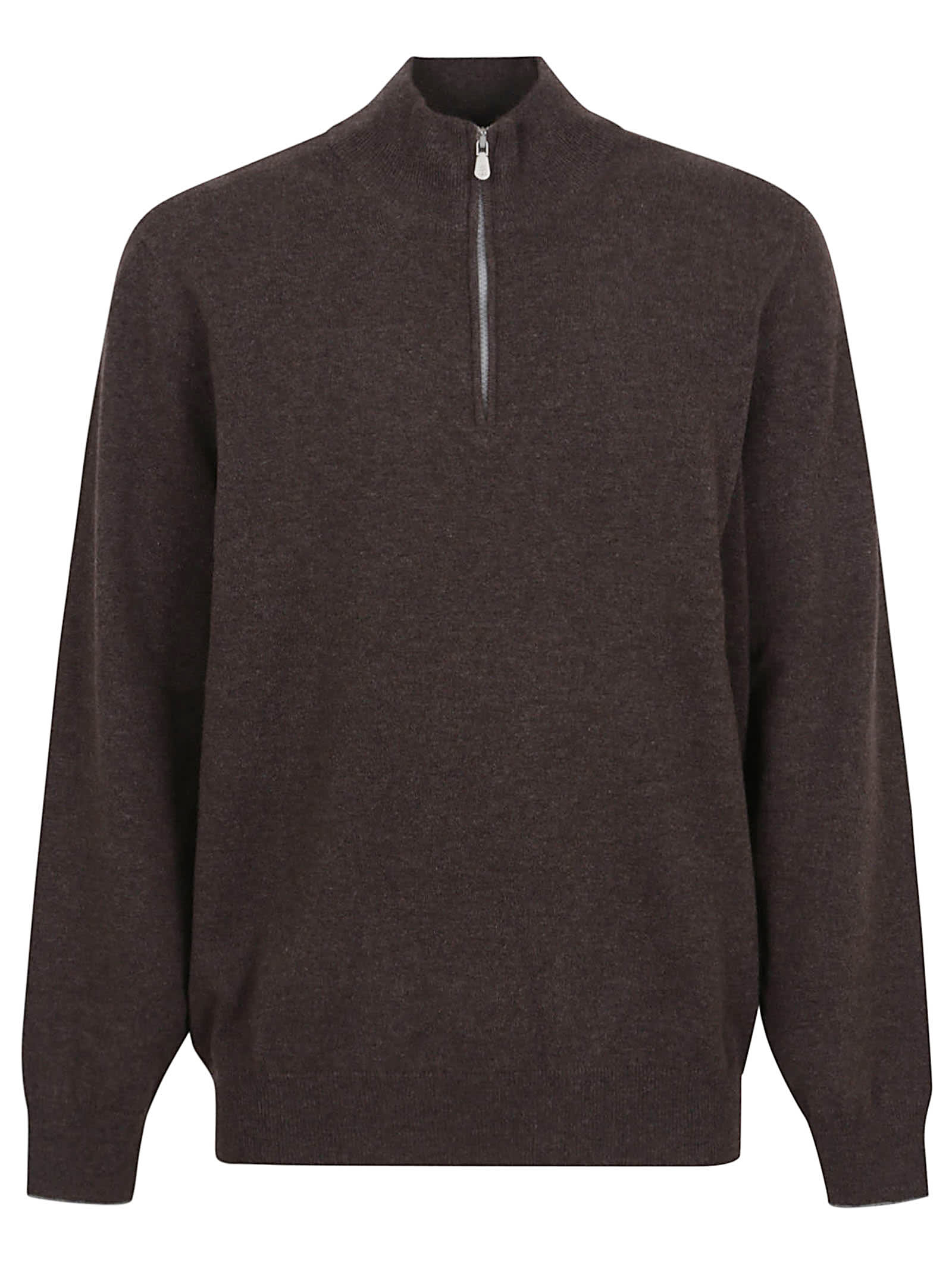Brunello Cucinelli Cashmere Half-zip Sweater In Brown