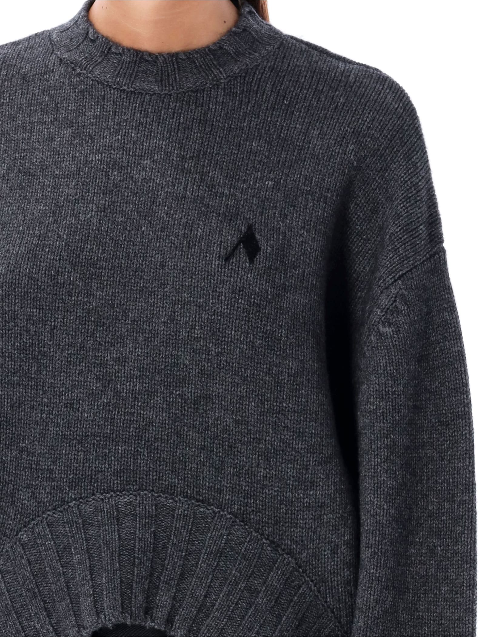 Attico Asymmetric Wool Cashmere Sweater In Grey
