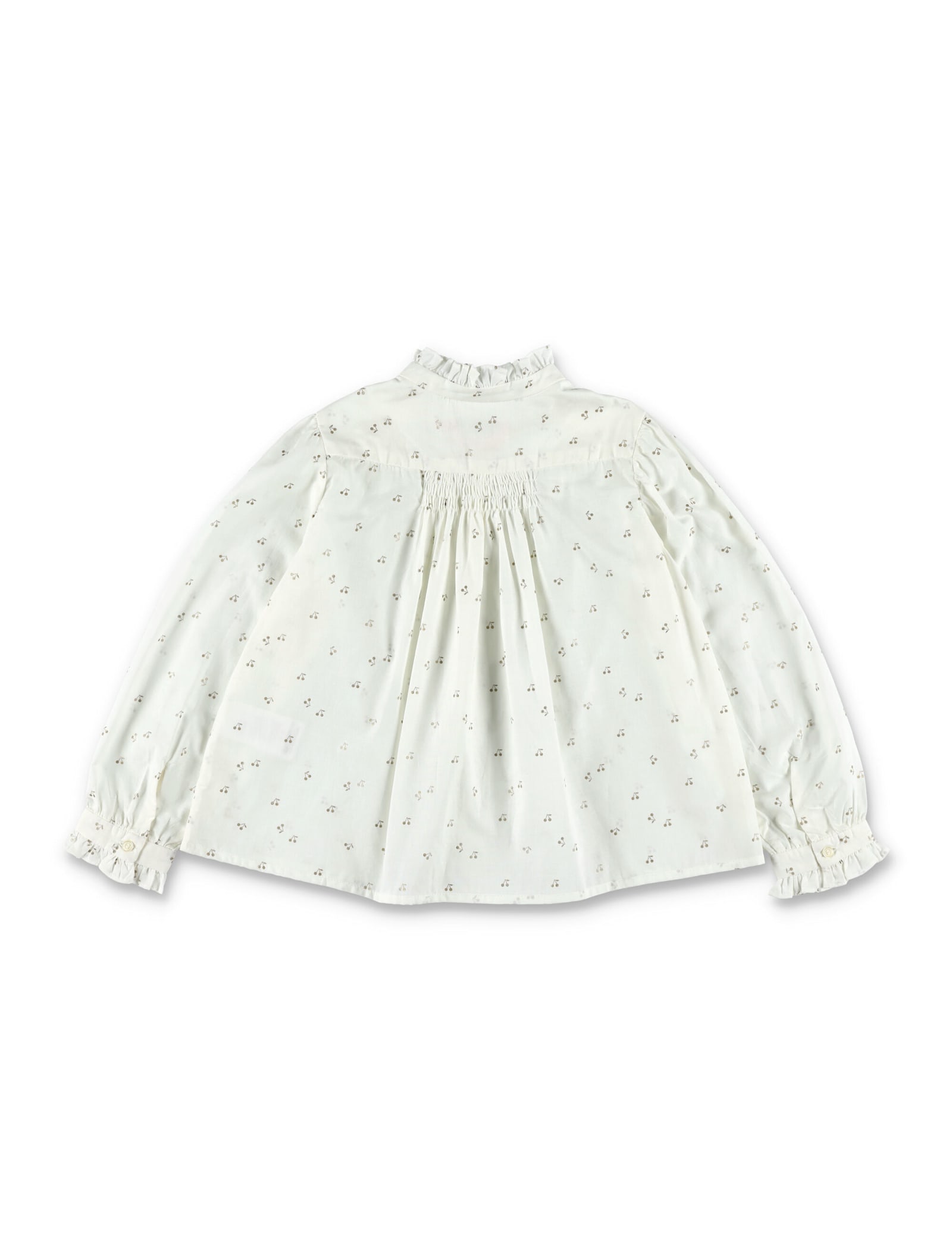 Bonpoint Jorja Blouse In Cotton Voile With Golden Embroidery In White