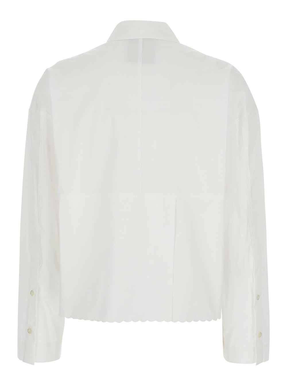 Shop Semicouture White Shirt With Lace Embroidery And Classic Collar In Cotton Woman