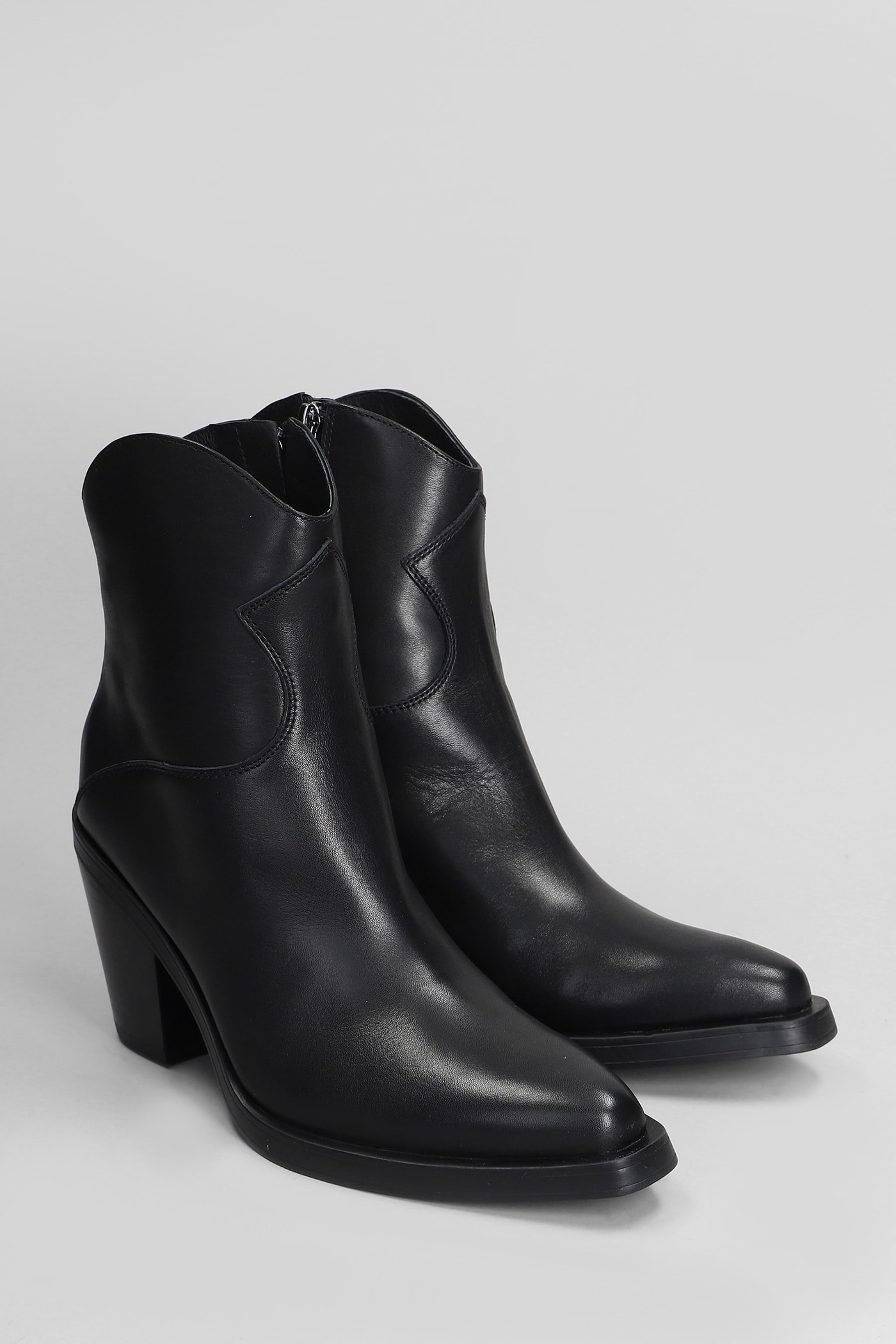 Shop Ash Judy Texan Ankle Boots In Black Leather