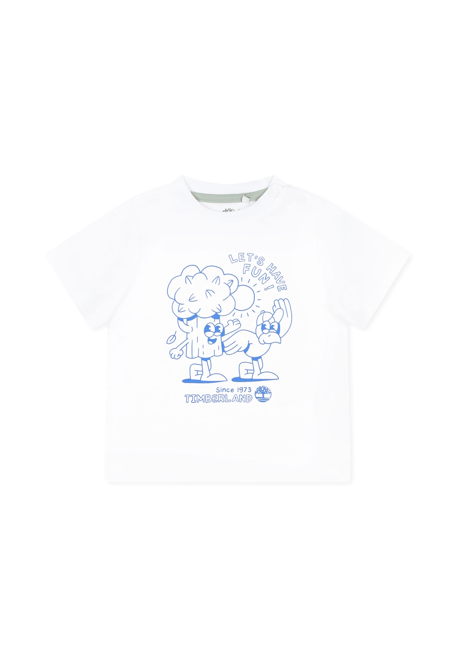 Timberland White T-shirt For Baby Boy With Tree And Writing In White