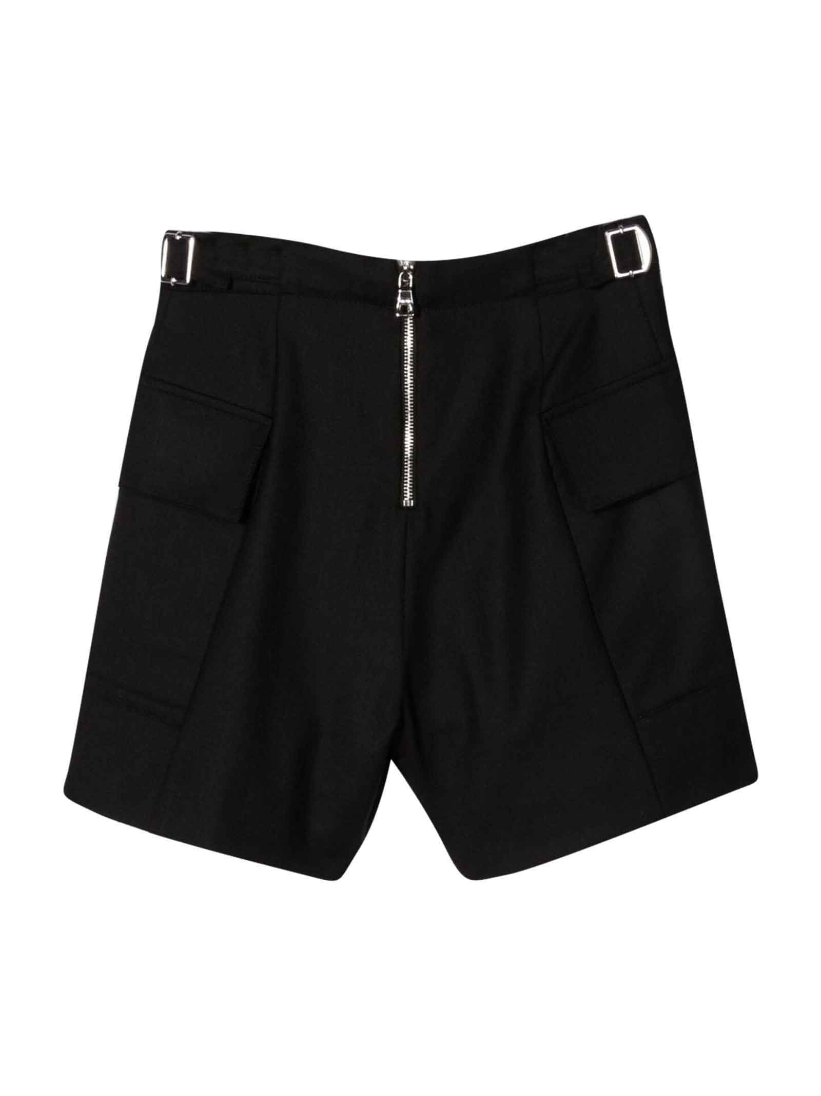 Shop Balmain Black Bermuda Shorts With Silver Buttons In Nero/argento