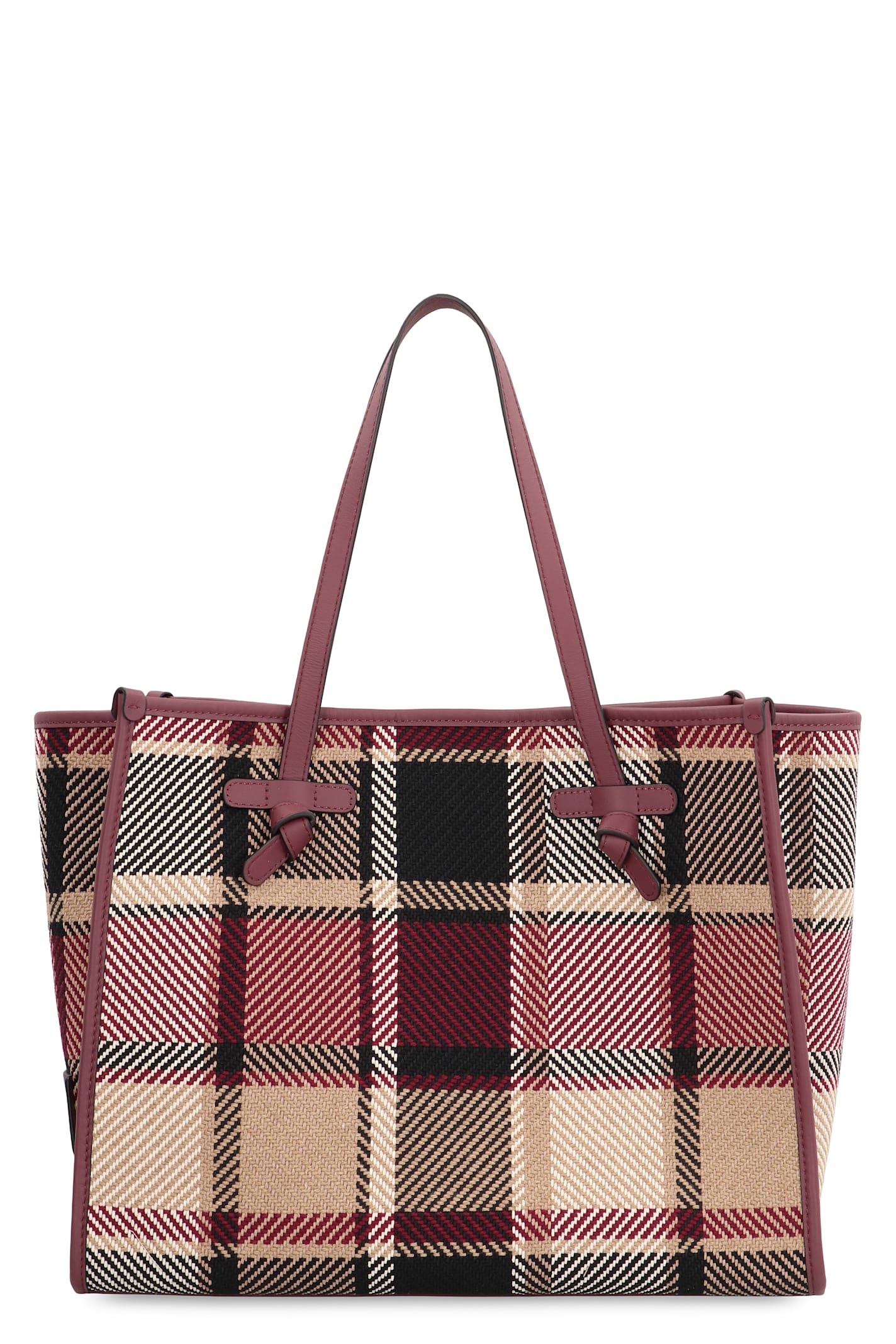 Gianni Chiarini Marcella Plaid Leather-trimmed Tote Bag In Multi