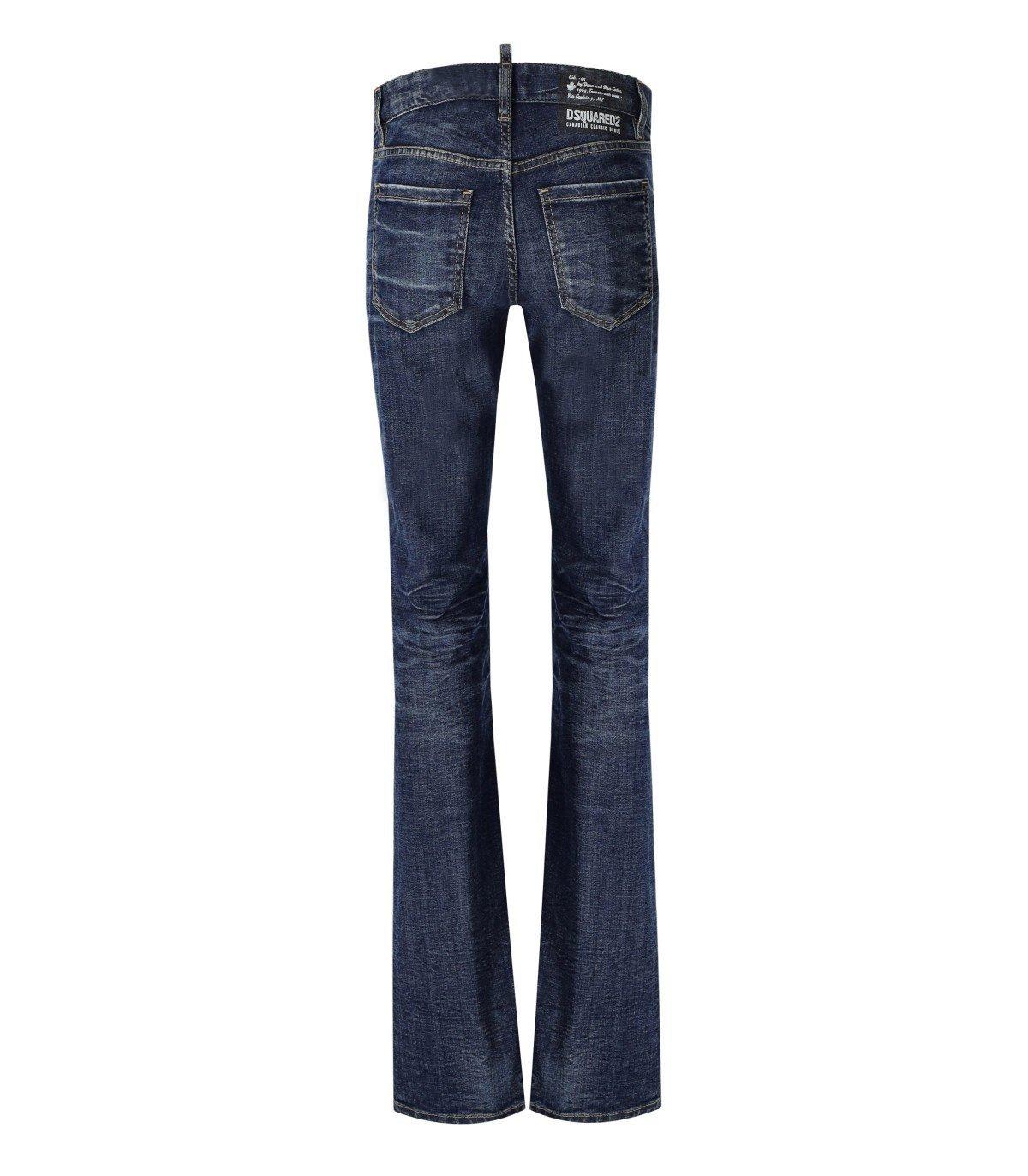 Shop Dsquared2 Dark Pressed Wash Medium Waist Jennifer Jeans In Blu Denim