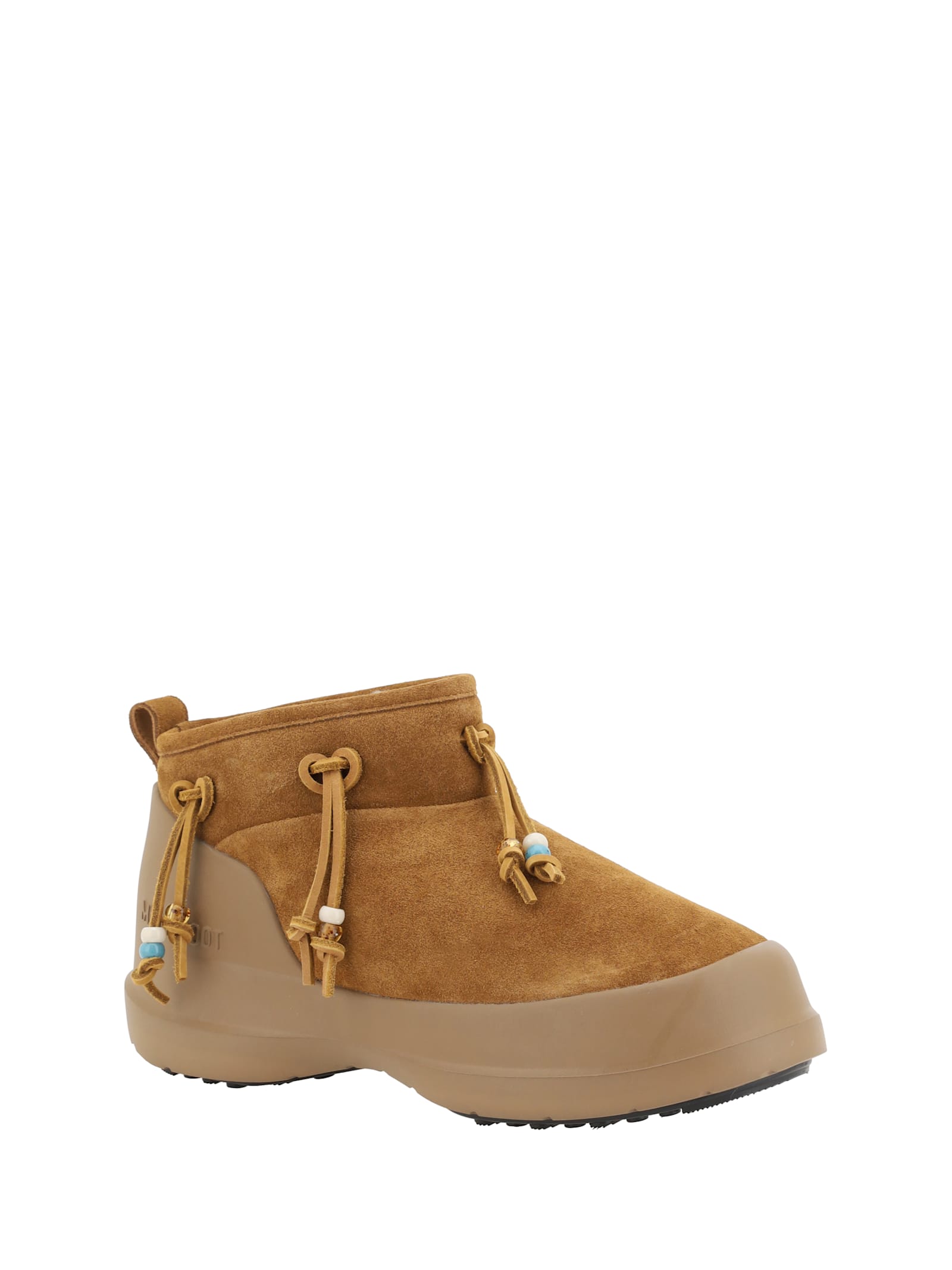 Moon Boot Mb Luna Low Suede Low Heels Ankle Boots In Leather Color Suede In Cognac