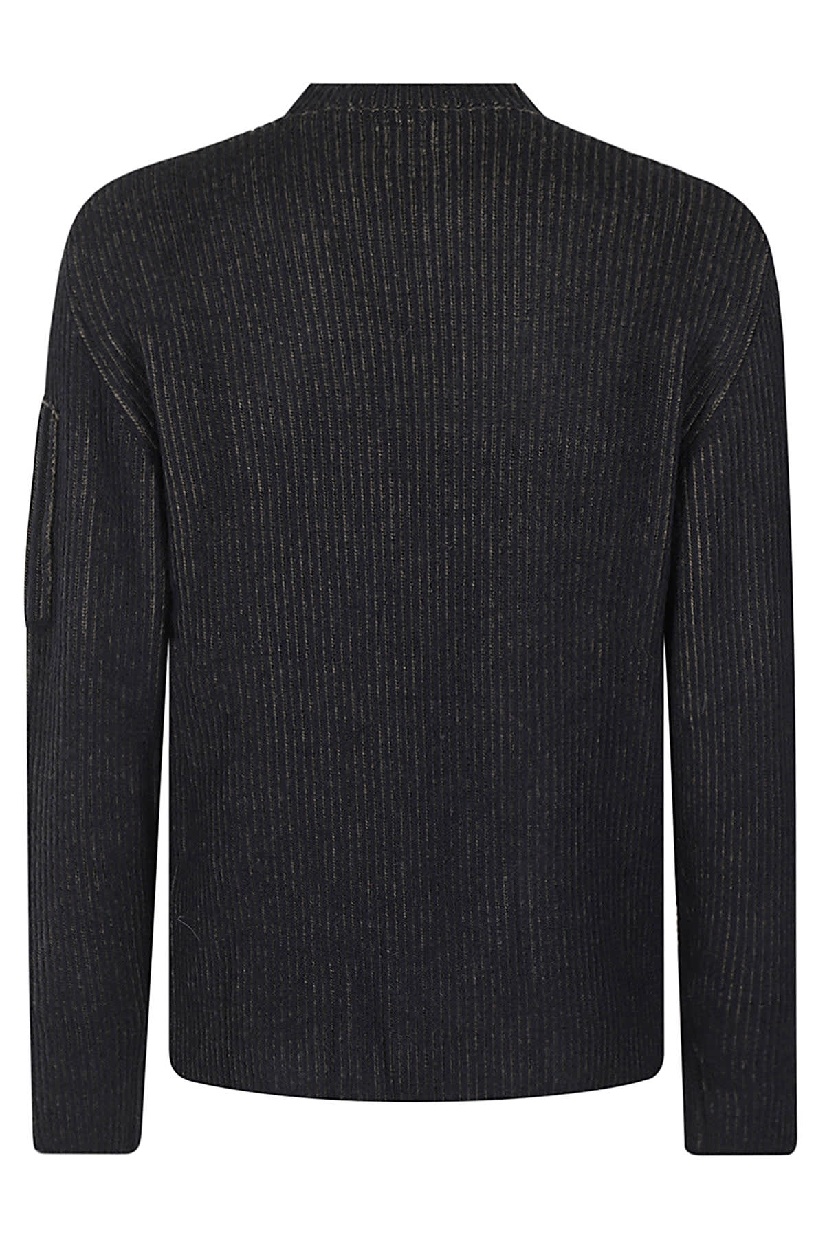 Shop C.p. Company Maglia Fleece Knit Costine In Verde Nero