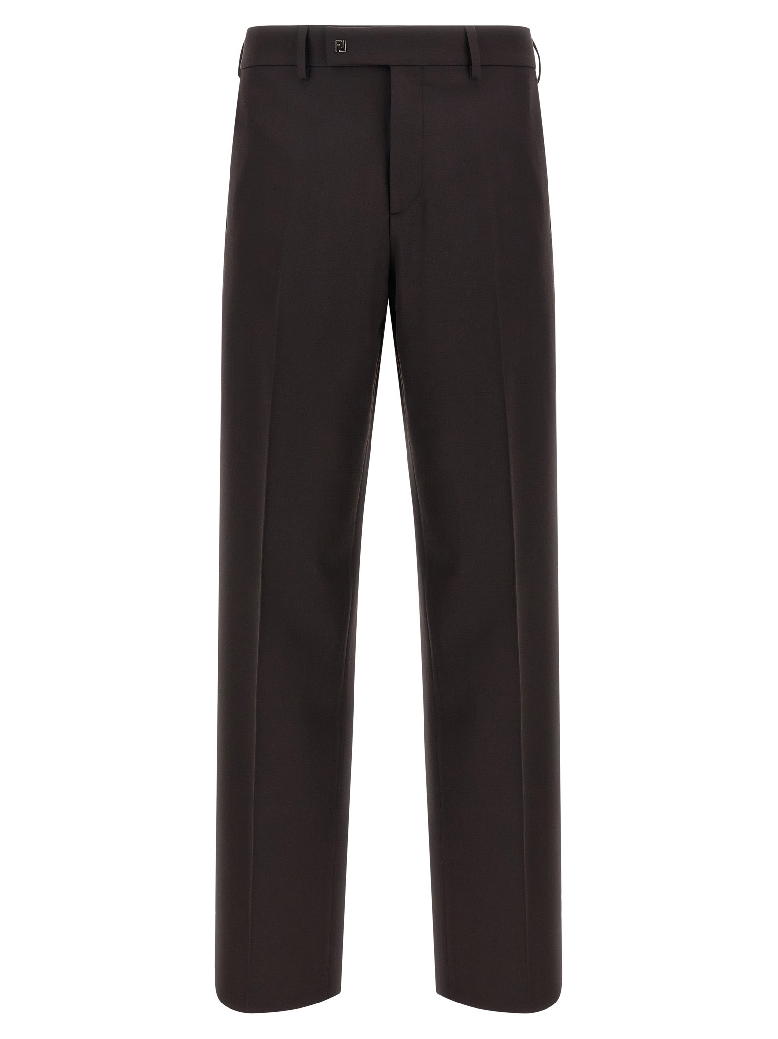 Fendi Wool Cigarette Trousers In Black