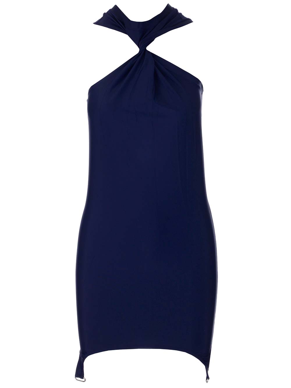 Courrèges Twisted Halter Suspender Jersey Mini Dress In Blue