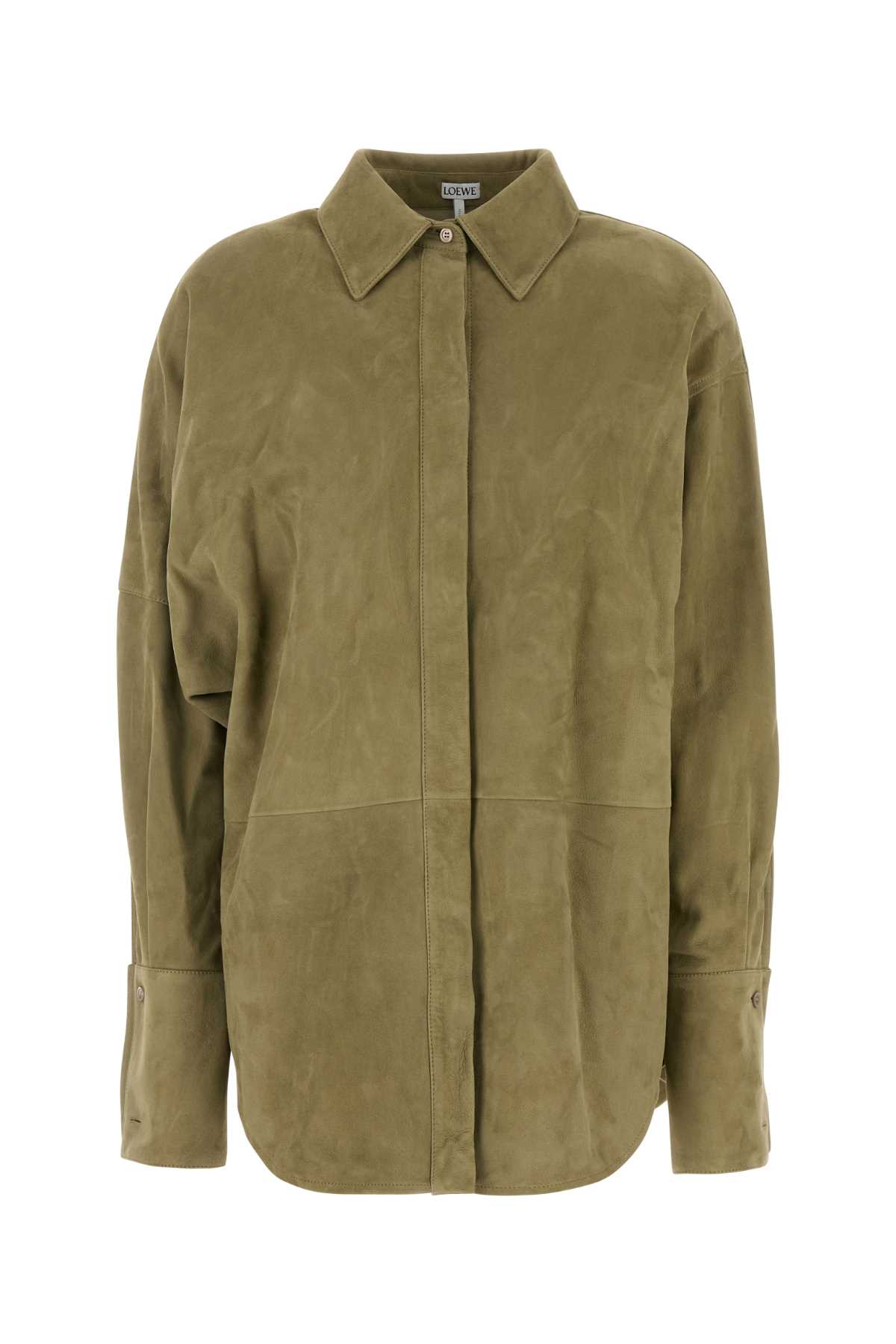 LOEWE SAGE GREEN SUEDE SHIRT 