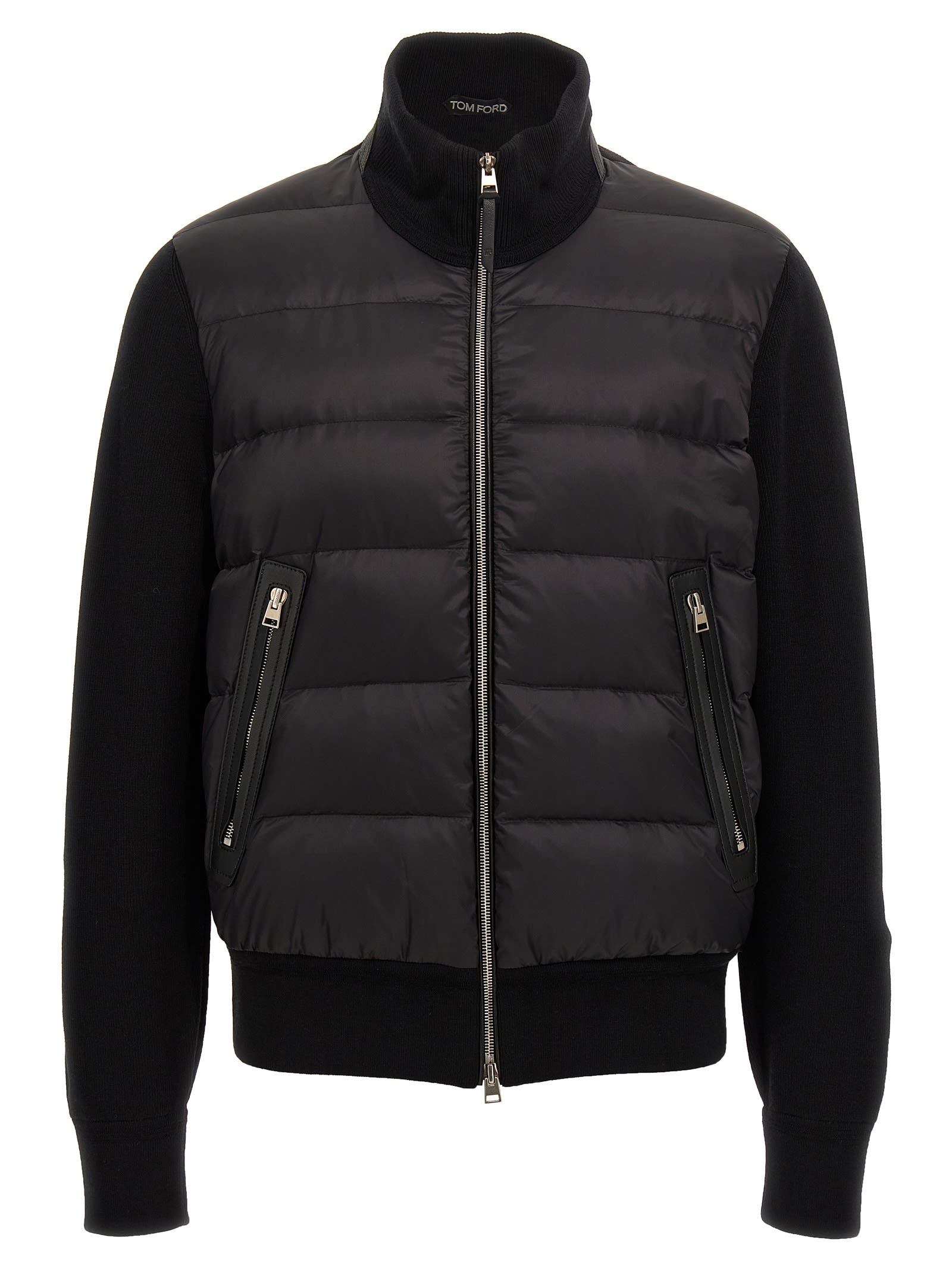 Shop Tom Ford Knit Insert Down Jacket In Black