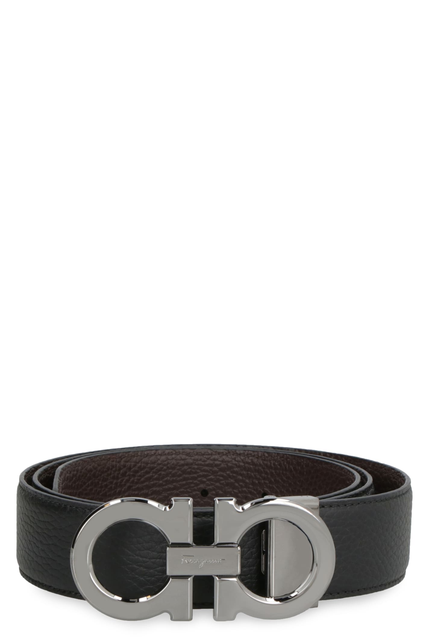 Ferragamo Reversible Leather Belt In Black