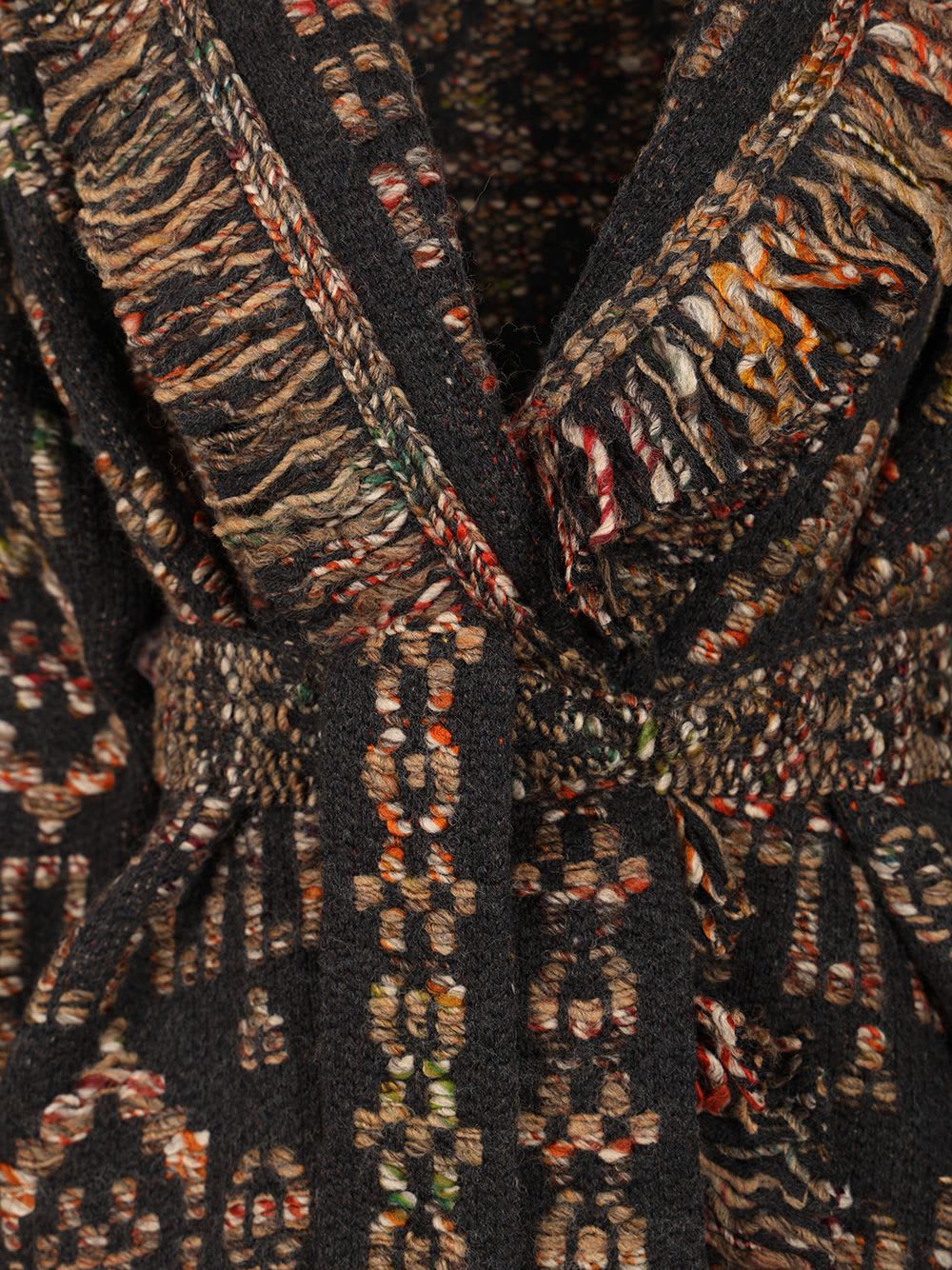 Alanui Fringe Detailing Wool Blend Cardigan In Brown