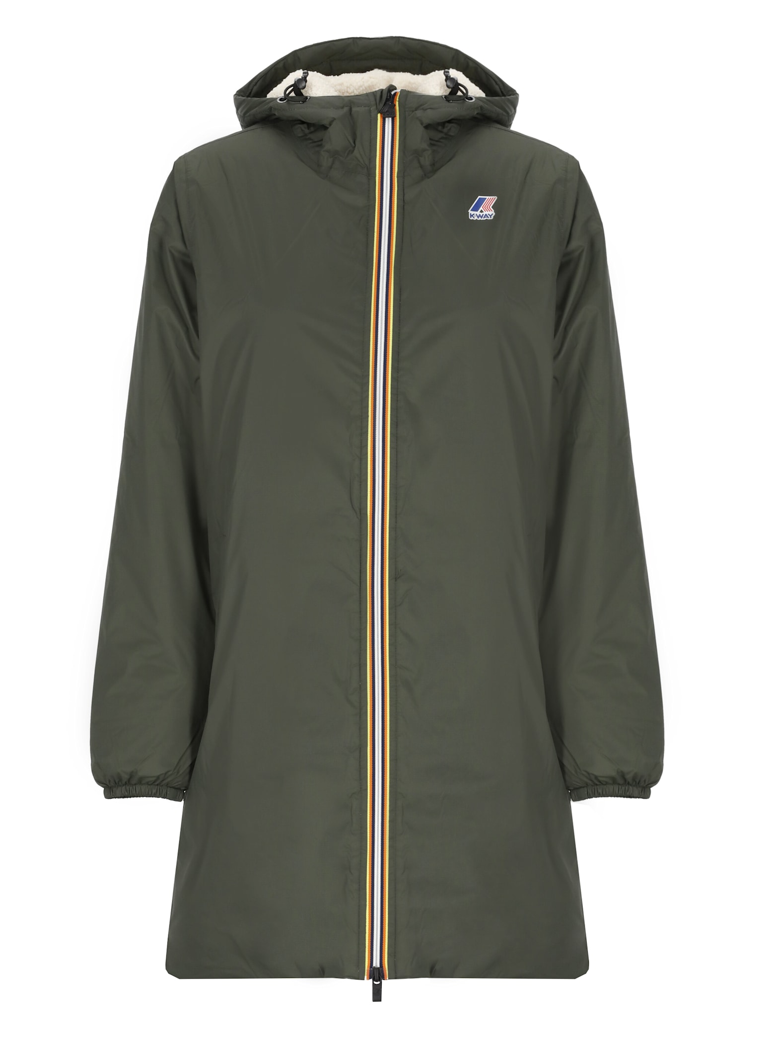 Shop K-way Le Vrai 3.0 Eiffel Orsetto Padded Coat In Green