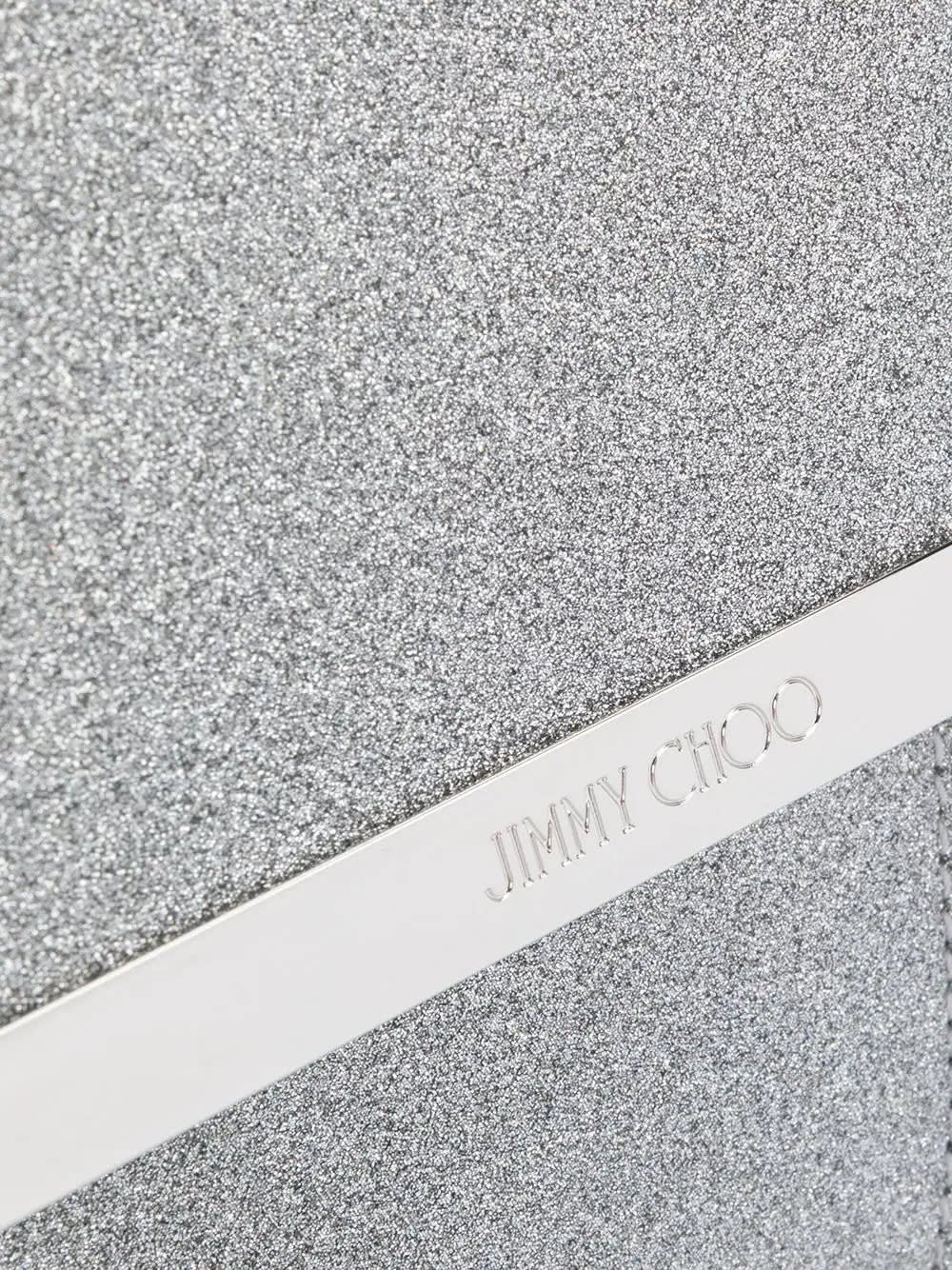 Shop Jimmy Choo Silver Fine Glitter Leather Clutch Bag
