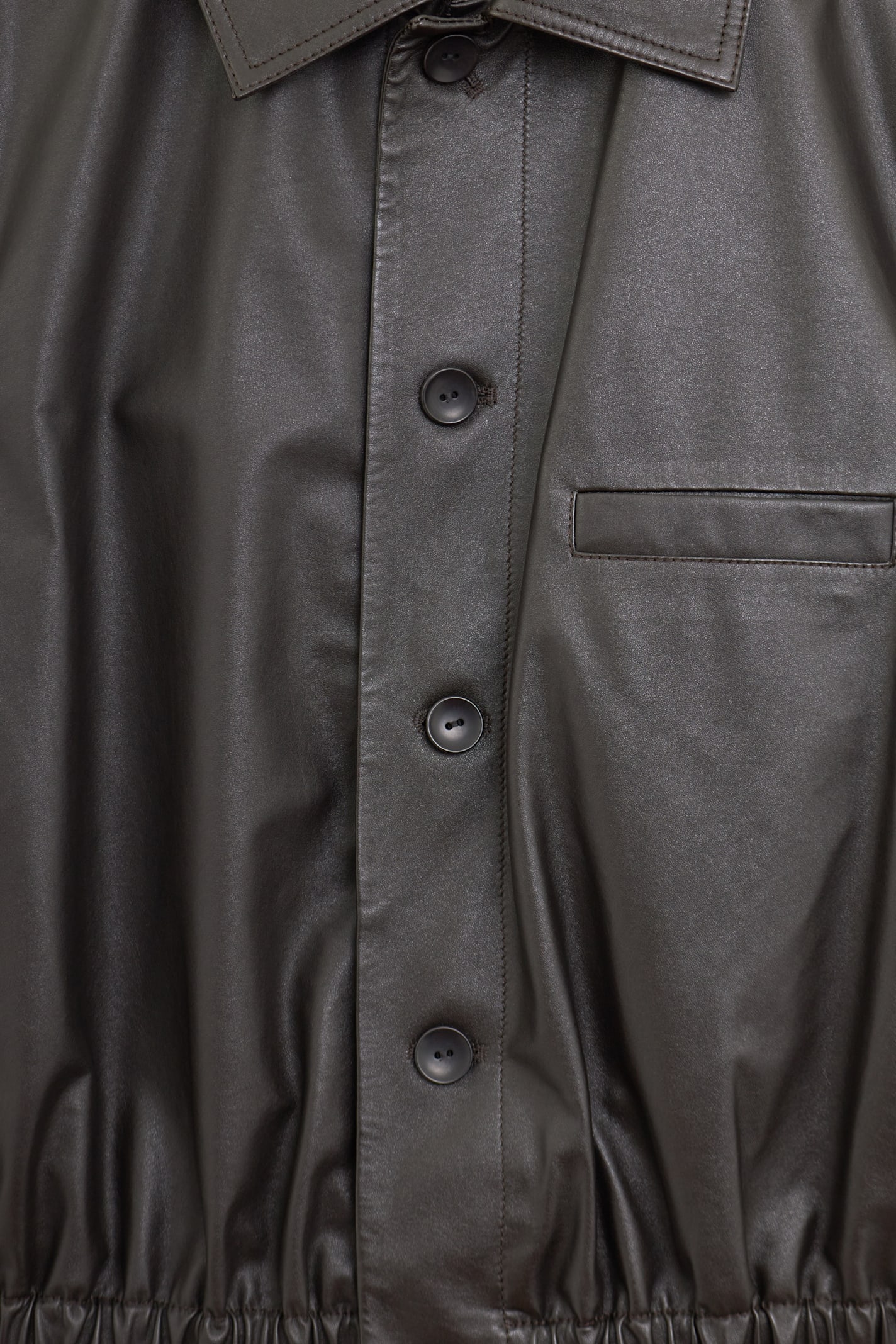 Lemaire Soft Leather Blouson Blouse In Black