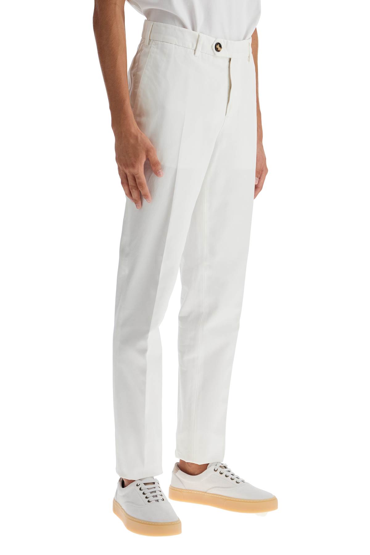 Shop Brunello Cucinelli Italian Fit Gabardine Trousers For In Neve (white)