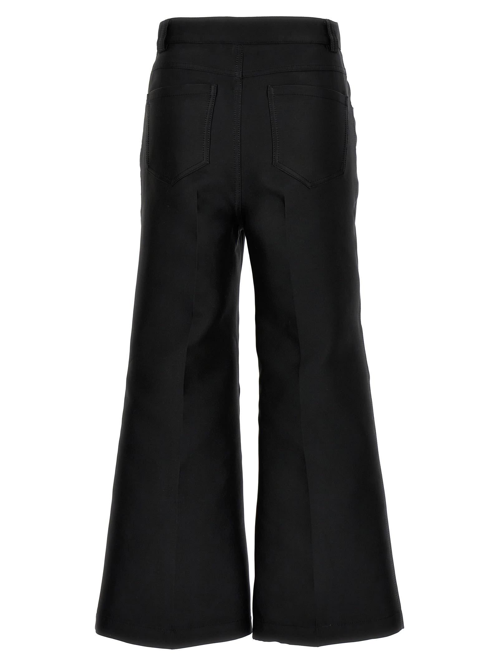 Shop Giambattista Valli Cropped Silk Blend Pants In Black