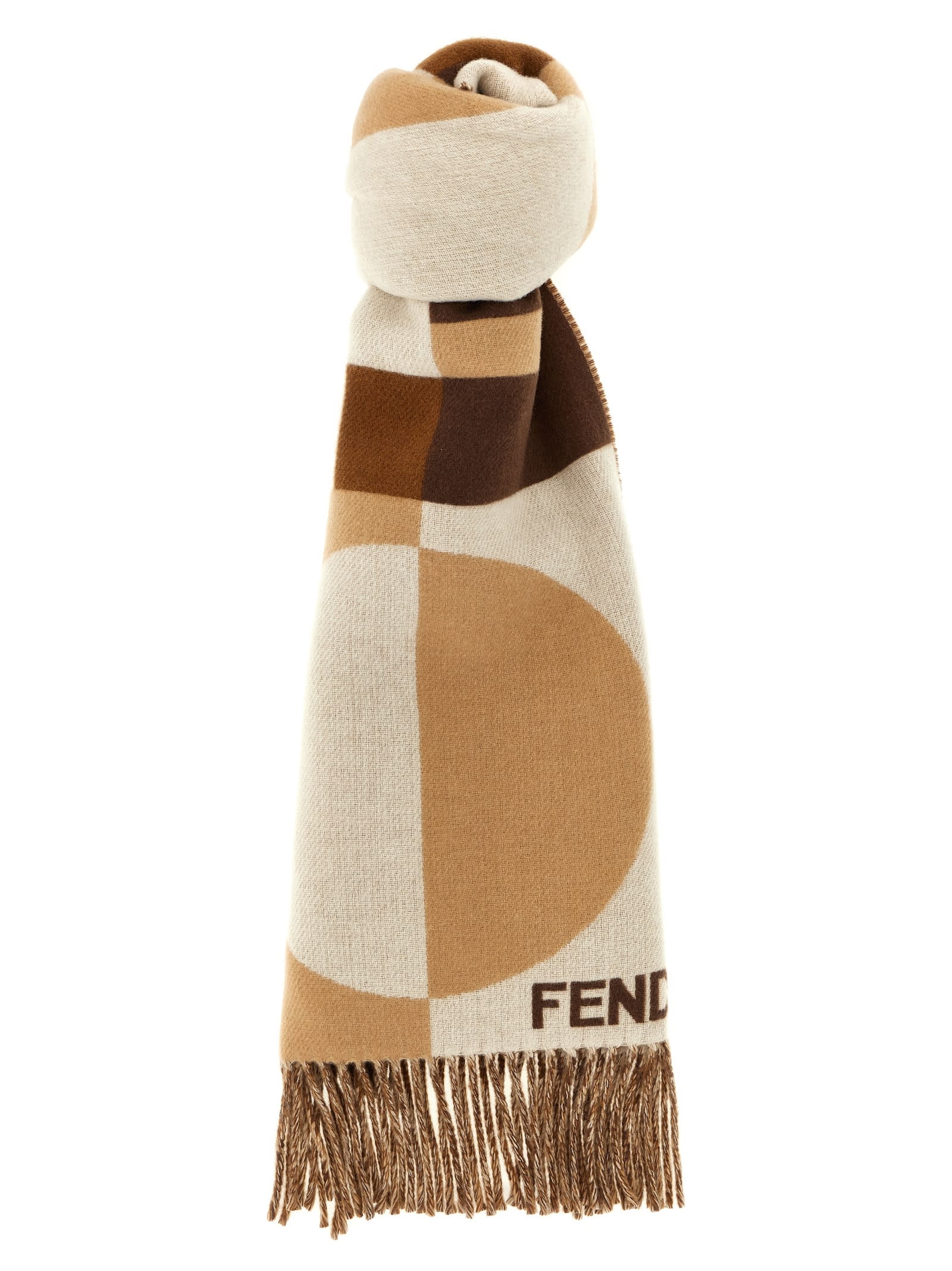 Fendi Cashmere Wool Scarf Scarves And Foulards Brown In Neutral