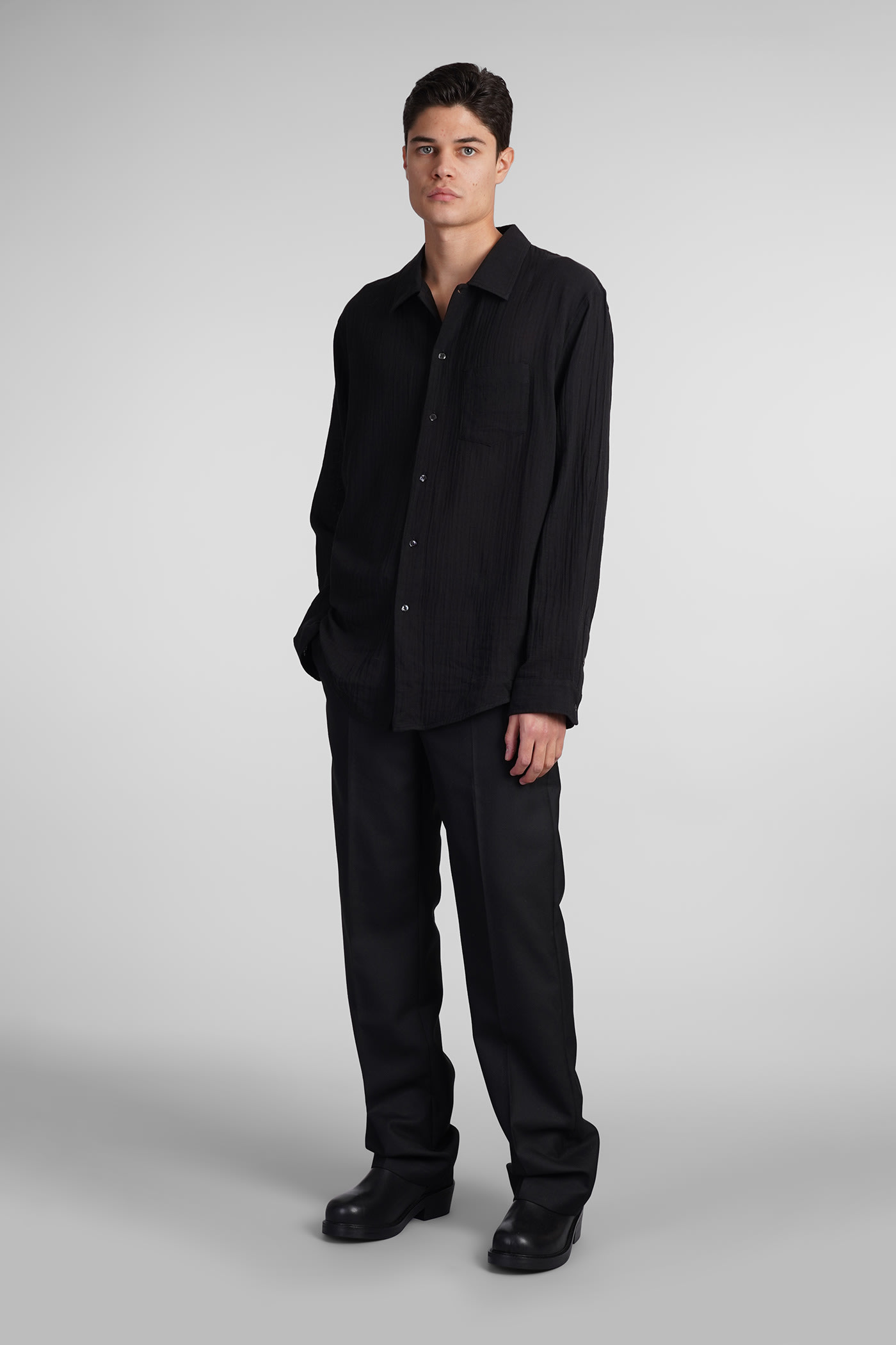 SÉFR MIKE SUIT TROUSERS PANTS IN BLACK POLYESTER 